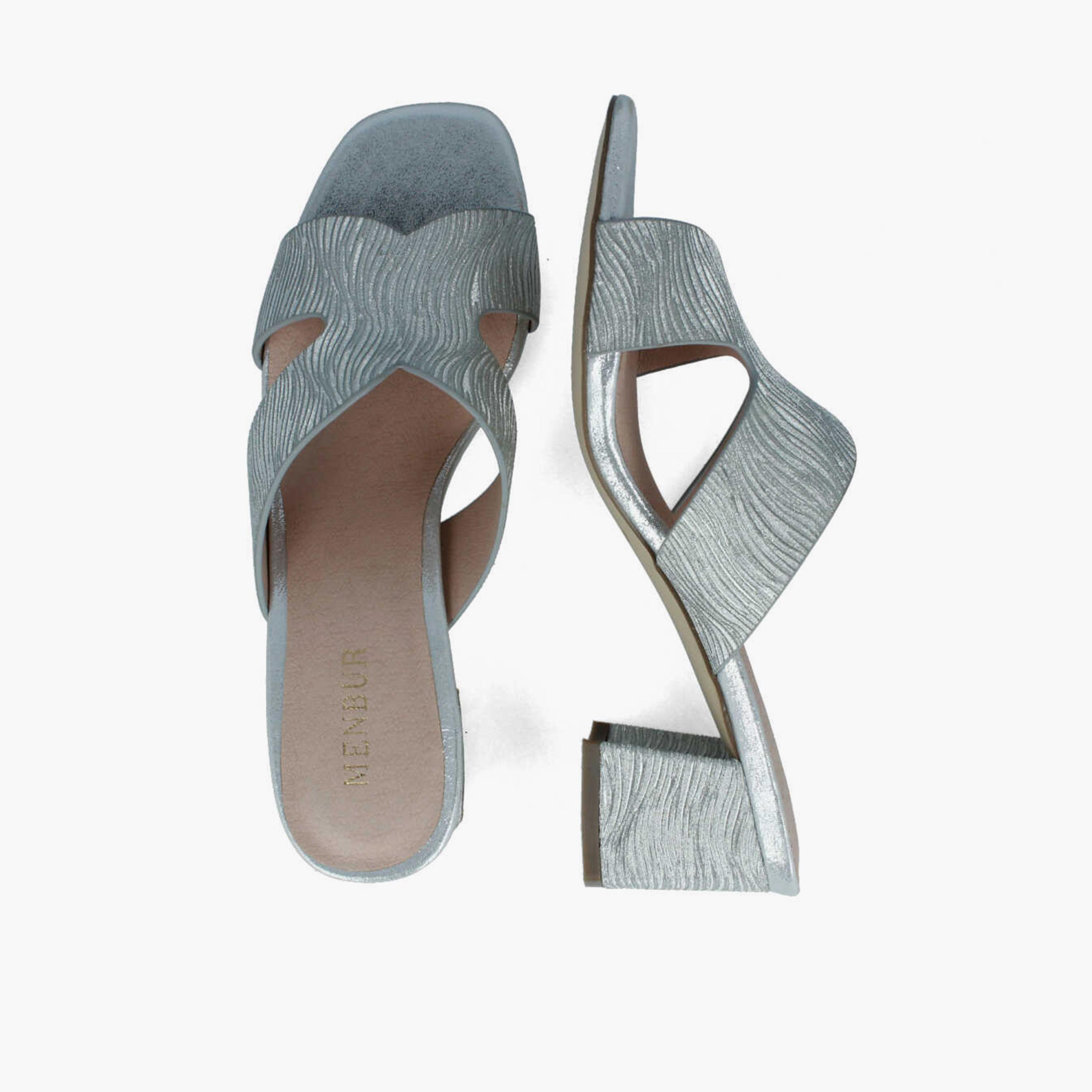 Menbur Women's Metallic Block Heels with Open Toe | 22235-women-shoes-heels-image-3