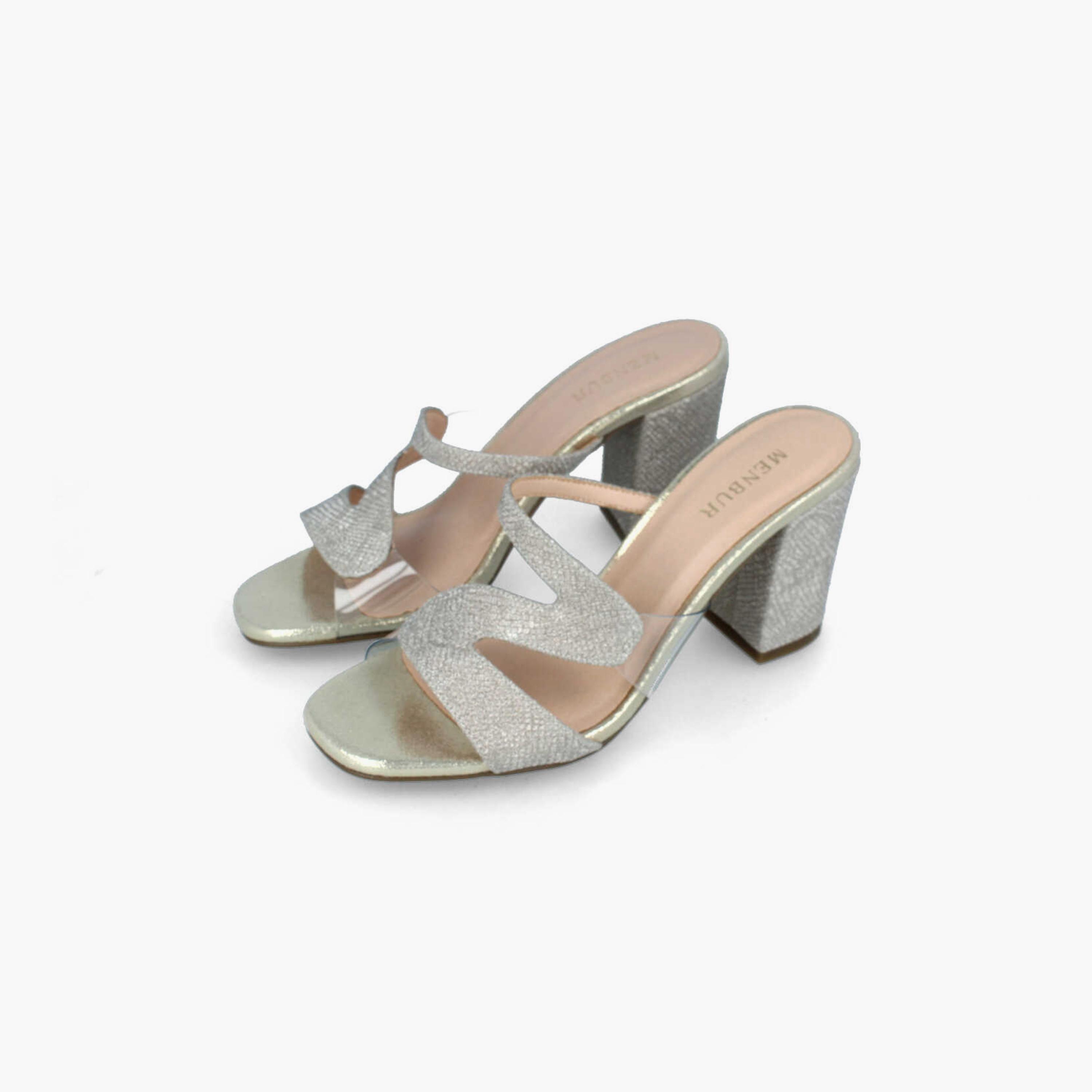 Menbur Women's Metallic Block Heels with Open Toe | 22236-women-shoes-heels-image-2