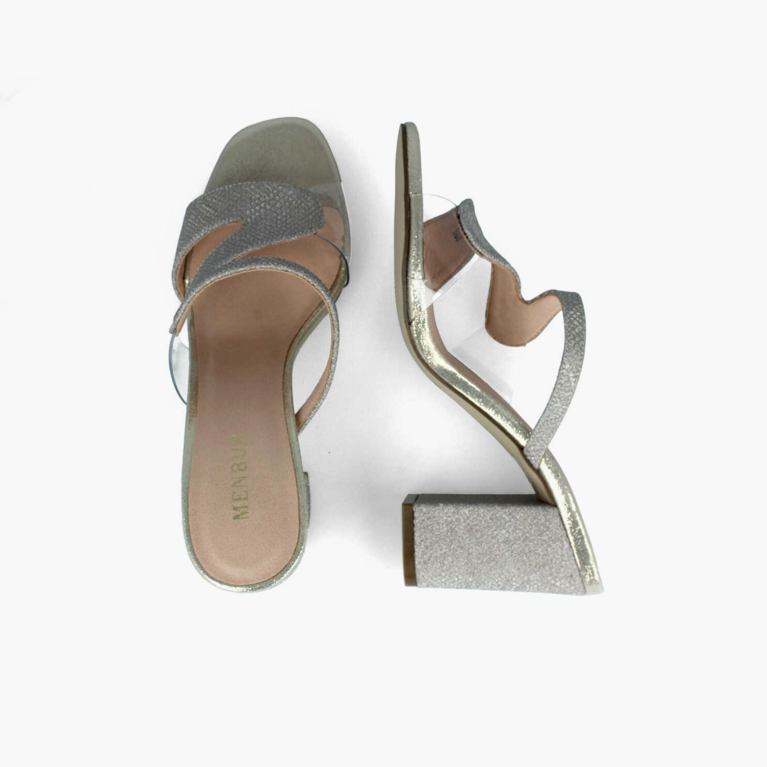Menbur Women's Metallic Block Heels with Open Toe | 22236-women-shoes-heels-image-3