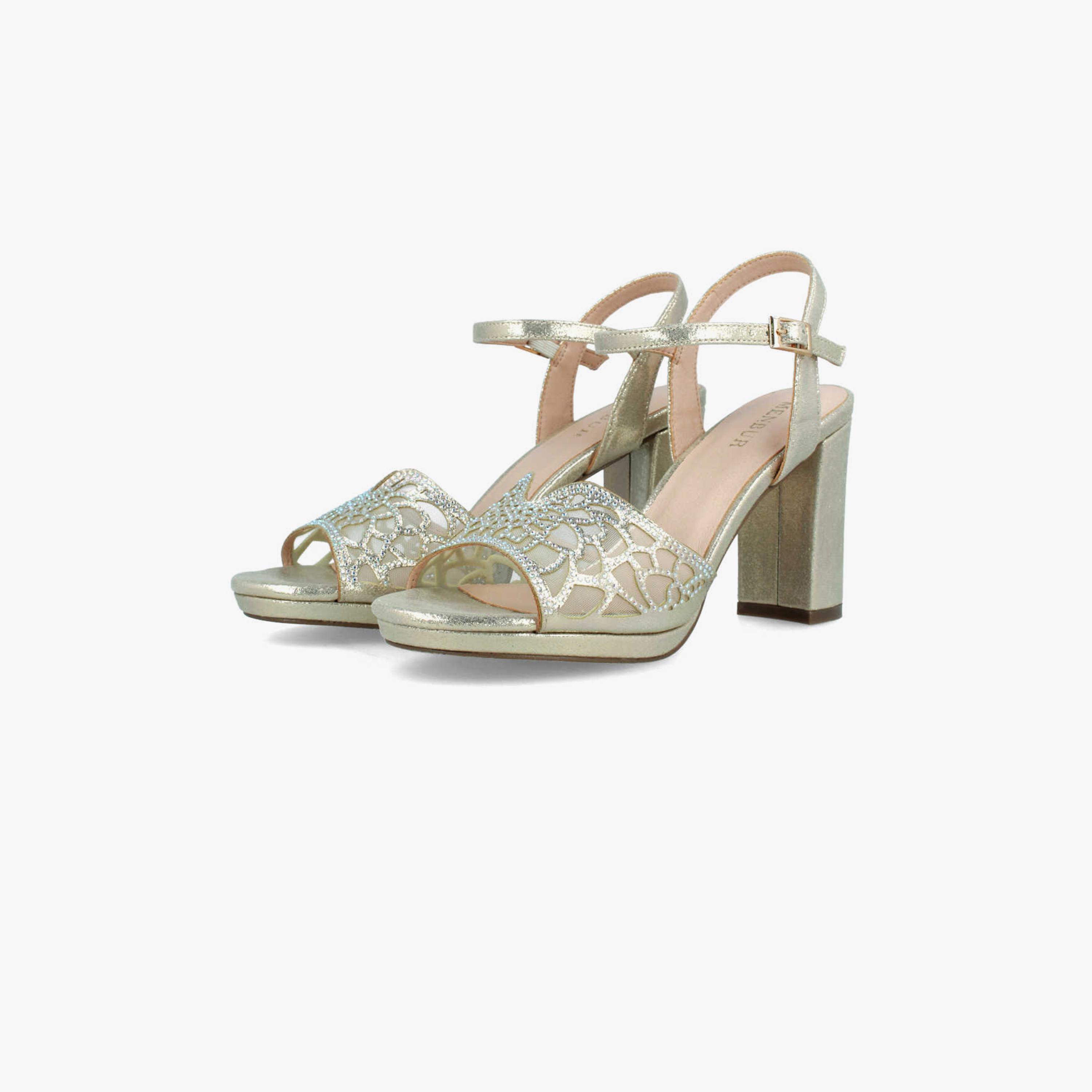 Menbur Women's Metallic Block Heels with Rhinestone Accent | 22249-women-shoes-heels-image-2