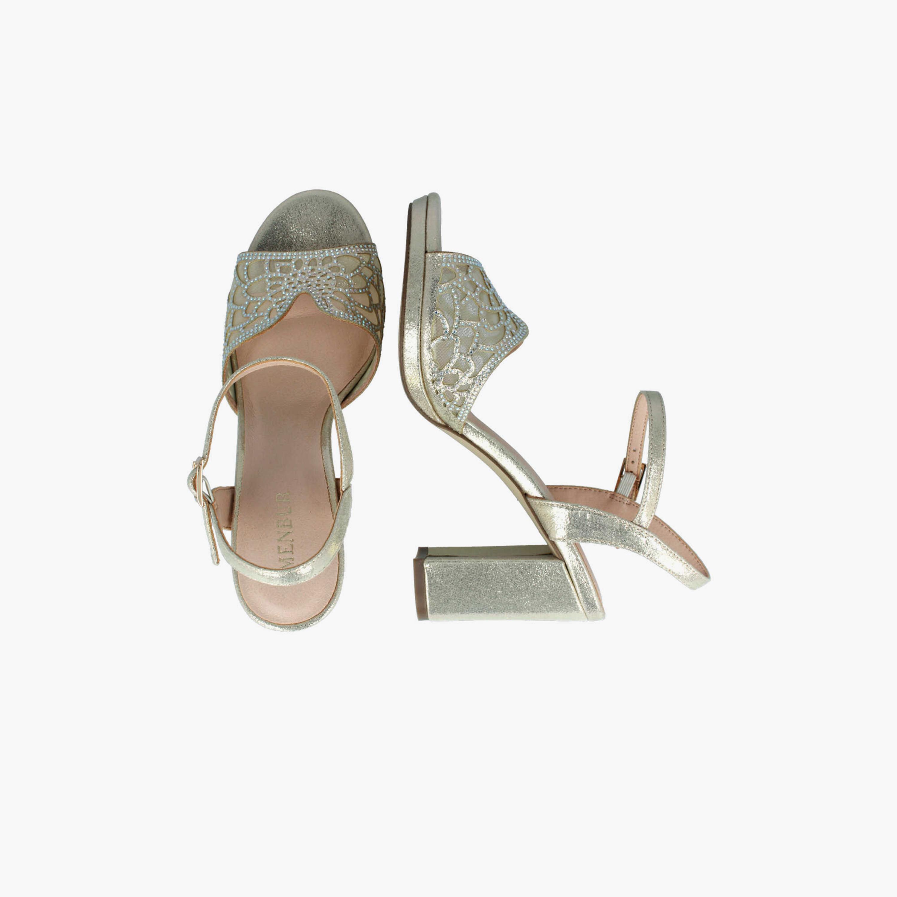 Menbur Women's Metallic Block Heels with Rhinestone Accent | 22249-women-shoes-heels-image-3