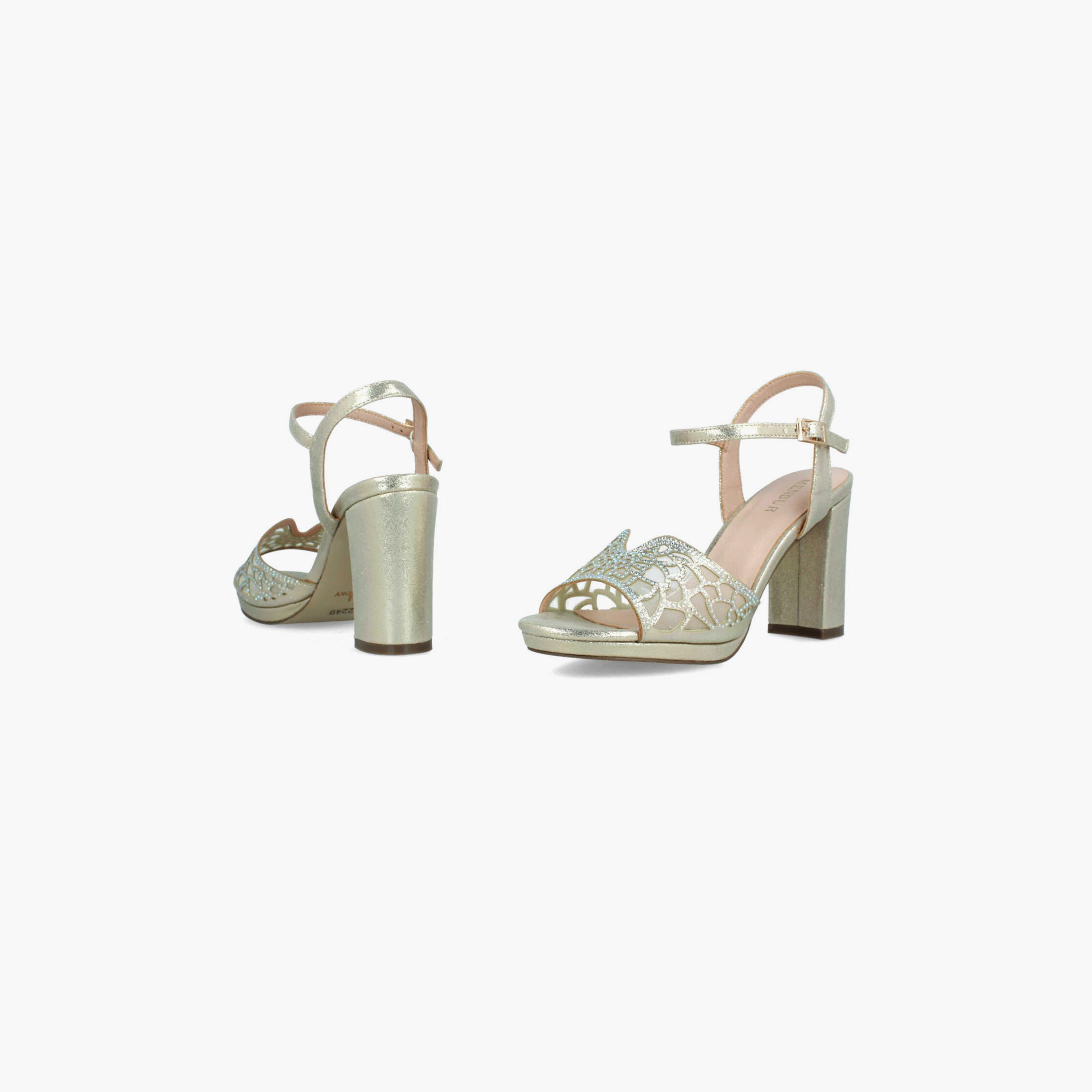 Menbur Women's Metallic Block Heels with Rhinestone Accent | 22249-women-shoes-heels-image-4