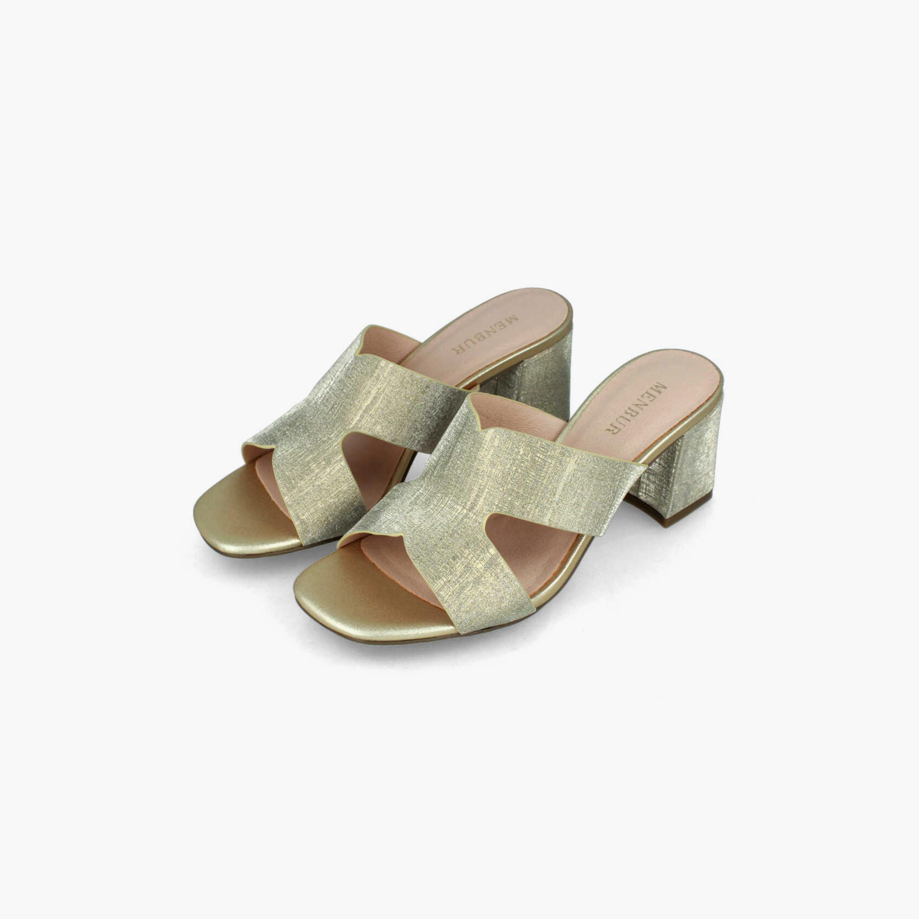 Menbur Women's Metallic Block Heels with Open Toe | 22254-women-shoes-heels-image-2