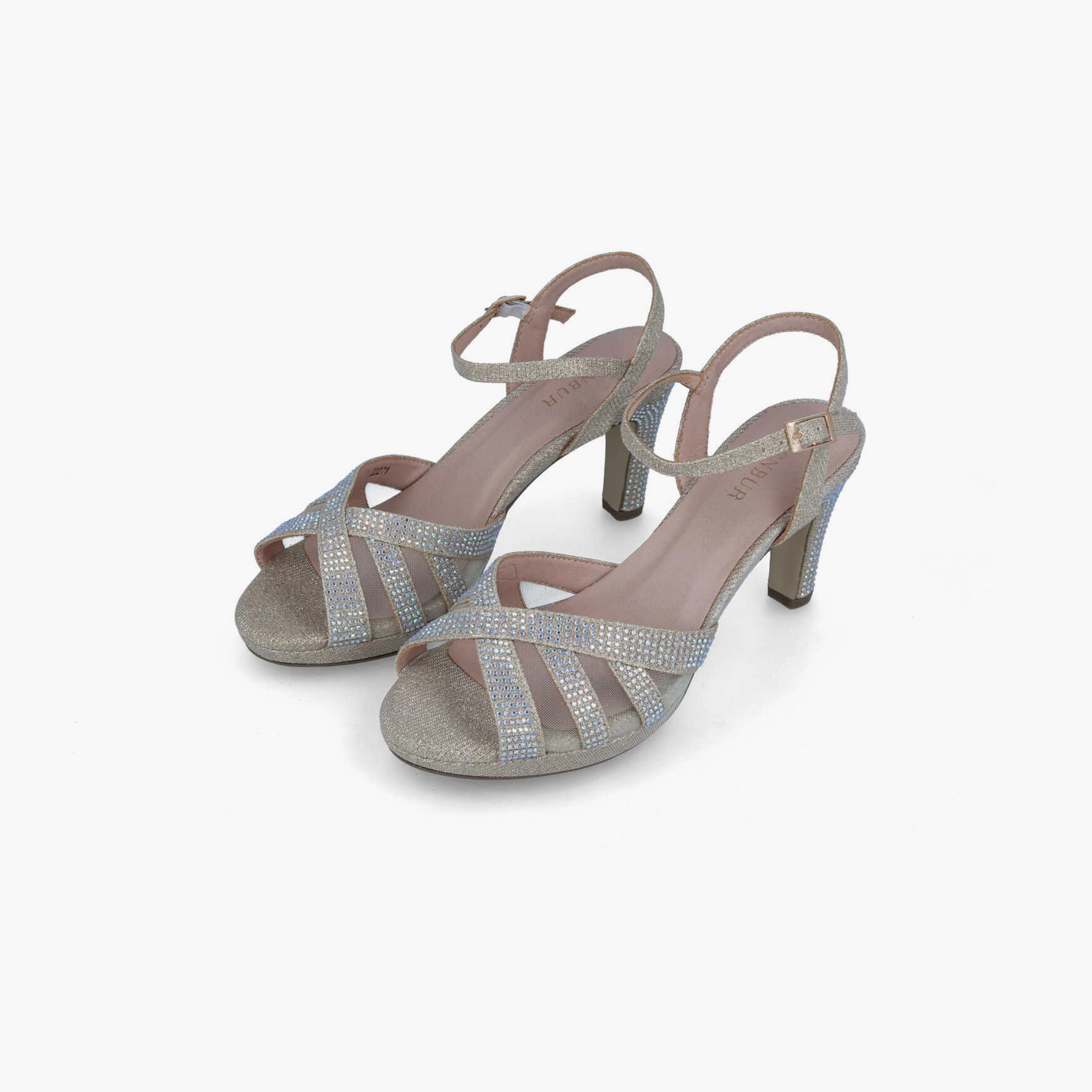Menbur Women's Metallic Strap Sandals with Rhinestone Accent | 22271-women-shoes-sandals-flats-image-2