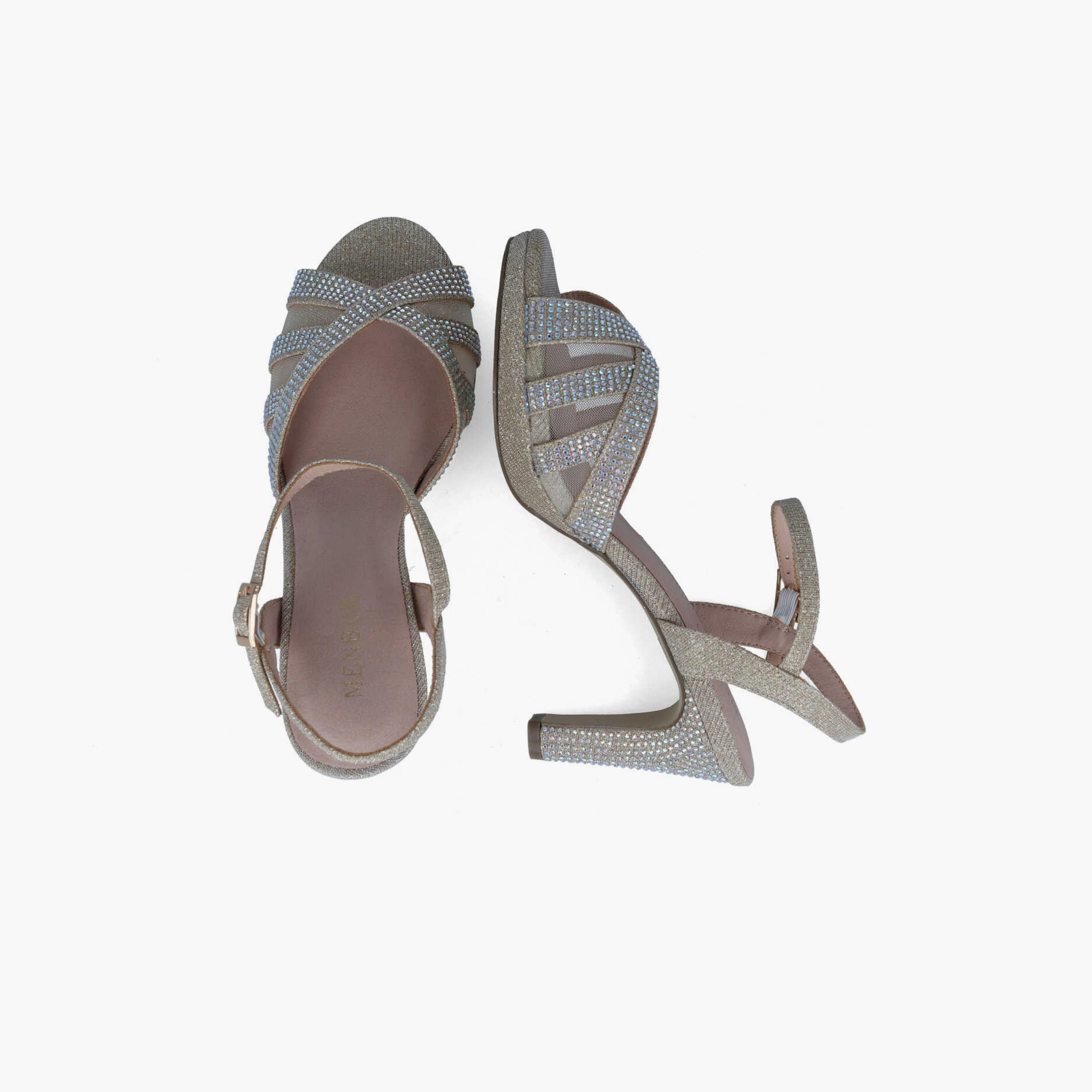 Menbur Women's Metallic Strap Sandals with Rhinestone Accent | 22271-women-shoes-sandals-flats-image-3