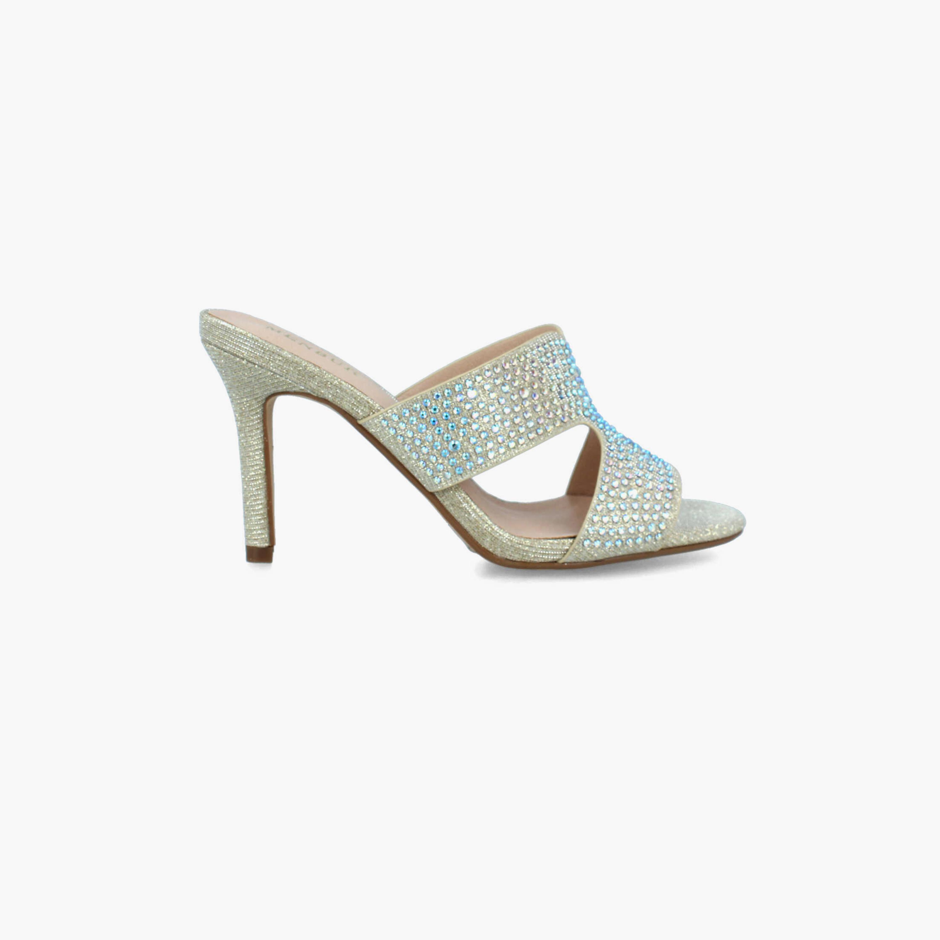 Menbur Women's Glitter Mules with Rhinestone Accent | 22275-women-shoes-heels-image-1