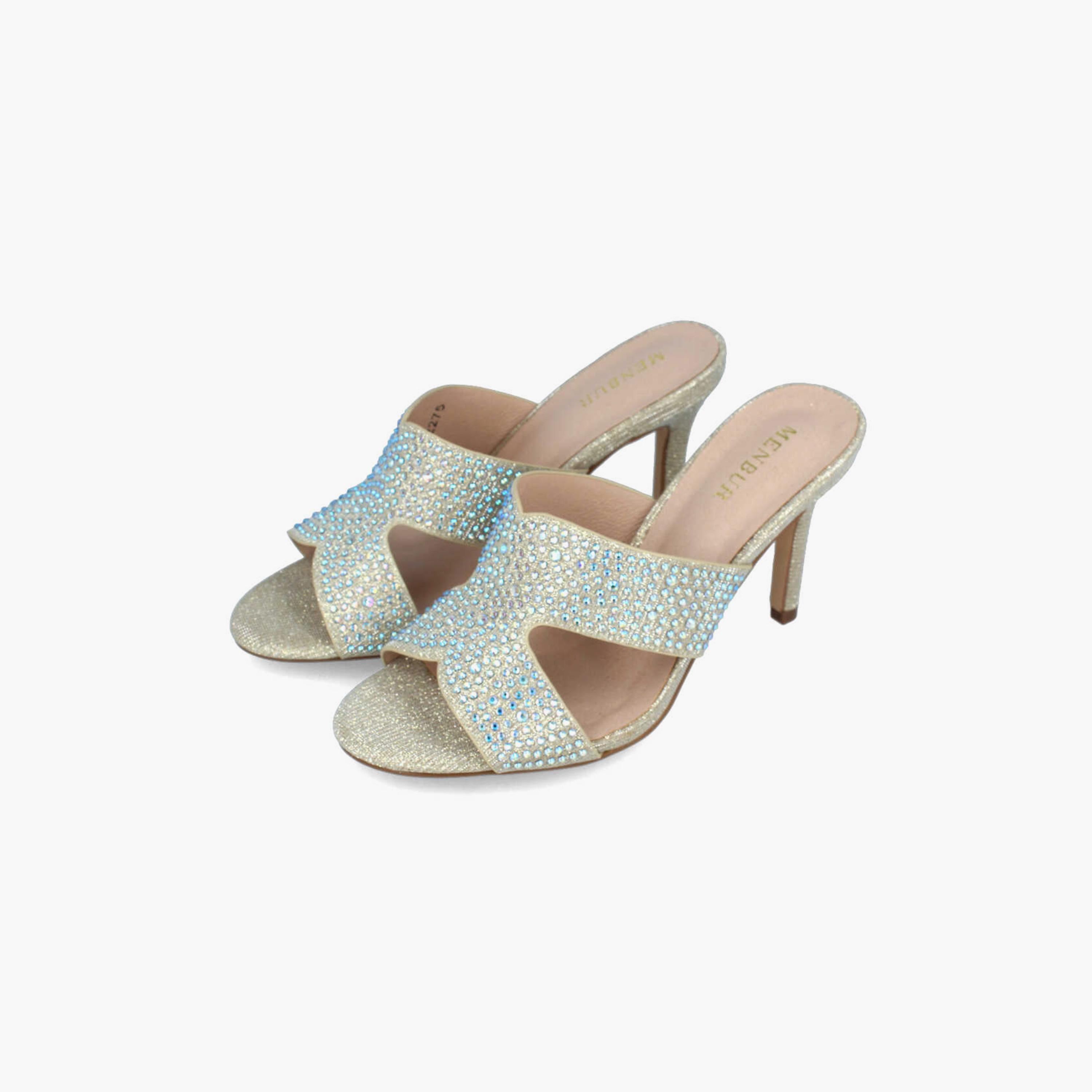 Menbur Women's Glitter Mules with Rhinestone Accent | 22275-women-shoes-heels-image-2