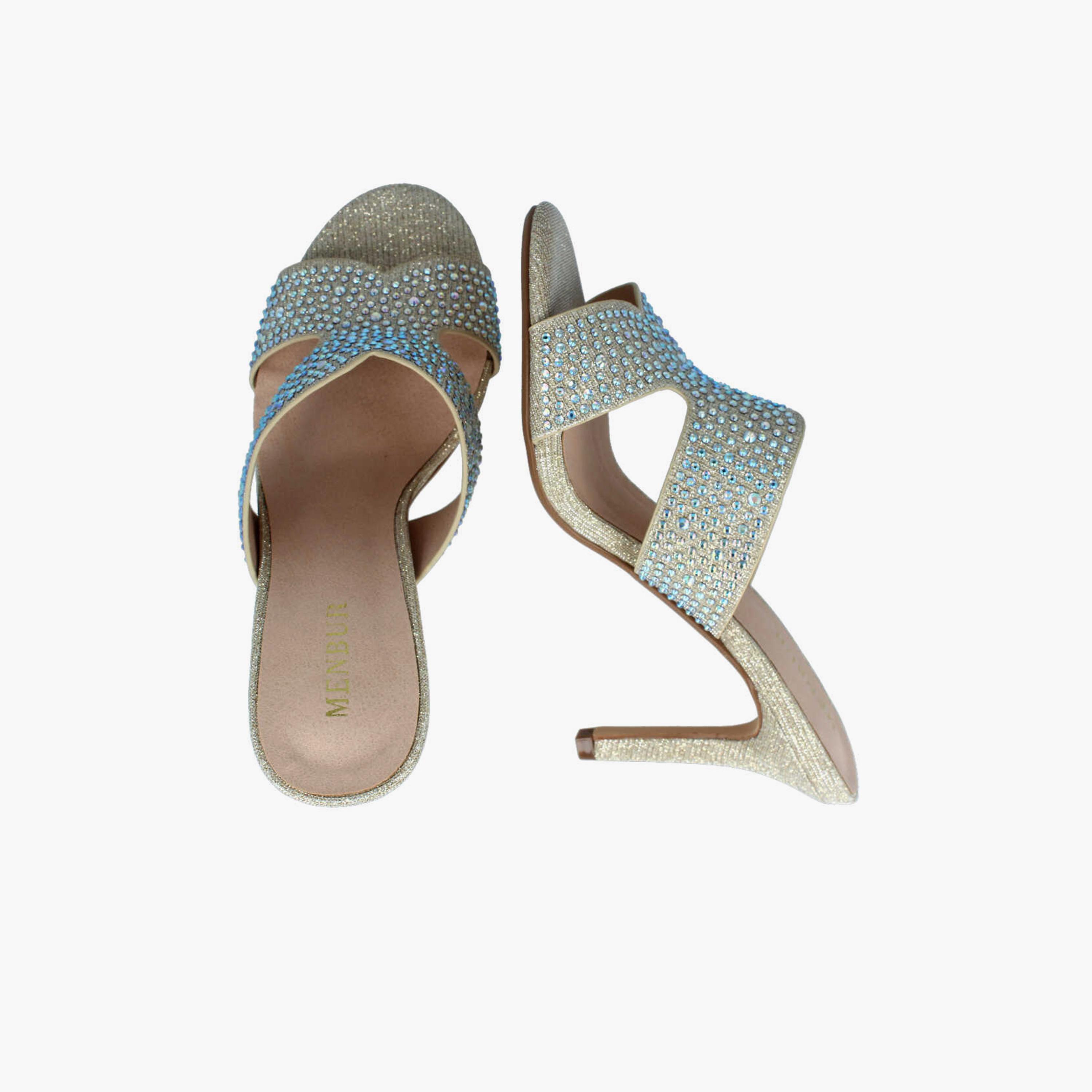 Menbur Women's Glitter Mules with Rhinestone Accent | 22275-women-shoes-heels-image-3
