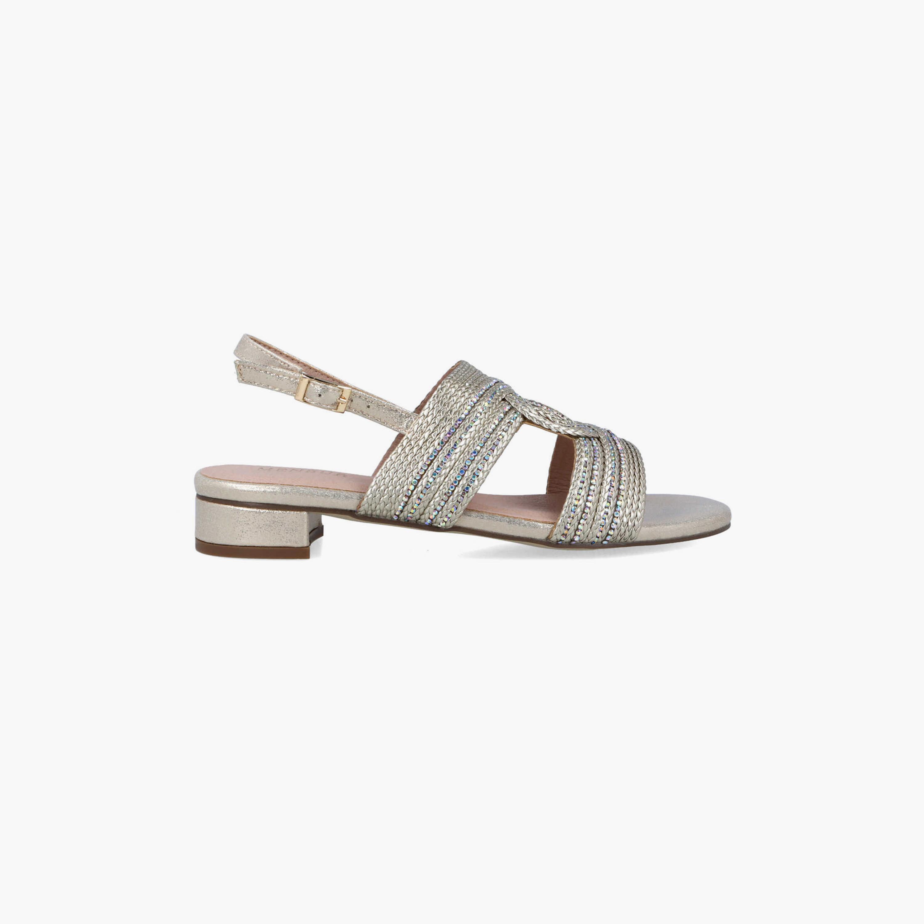Menbur Women's Metallic Block Heels with Rhinestone Accent | 22294-women-shoes-heels-image-1
