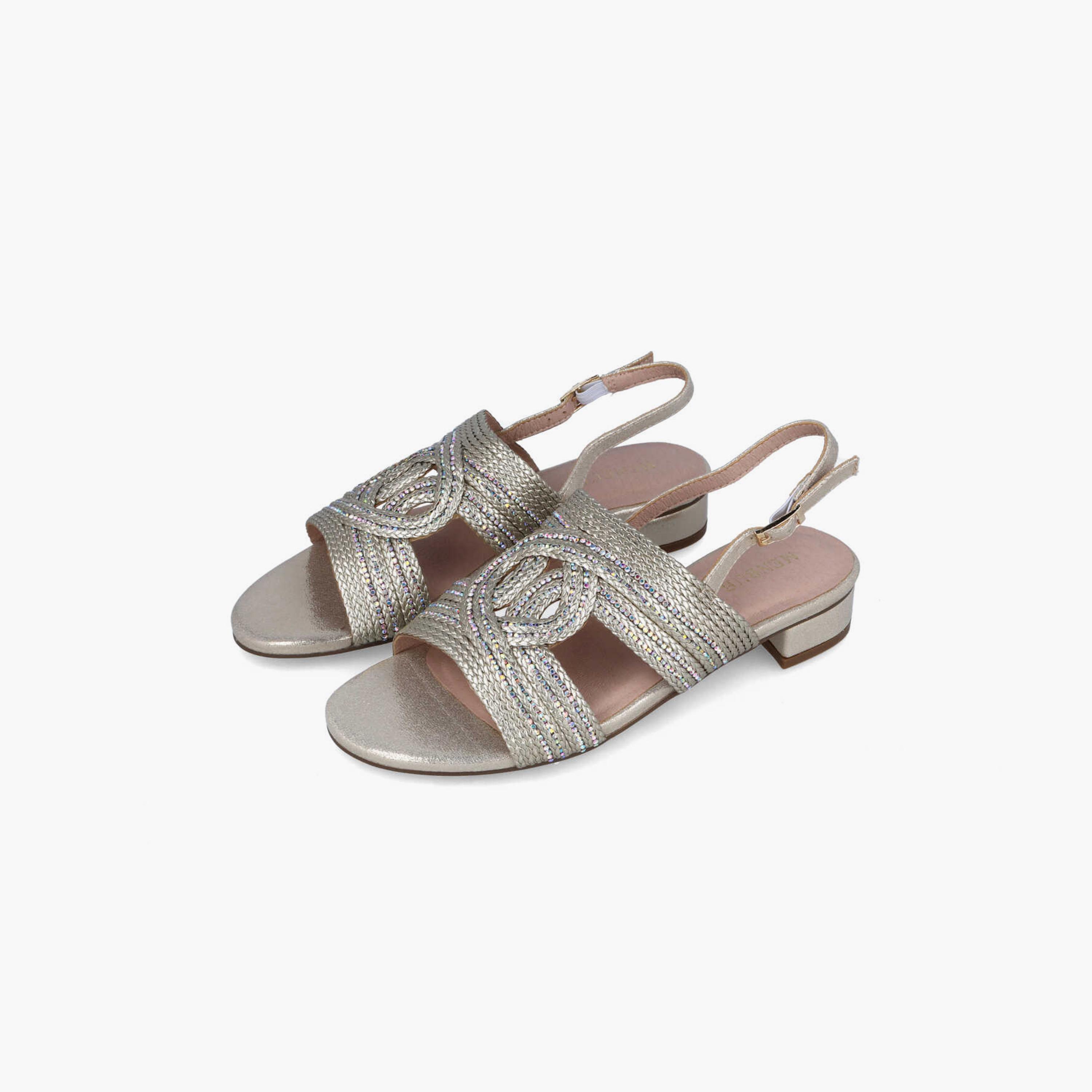 Menbur Women's Metallic Block Heels with Rhinestone Accent | 22294-women-shoes-heels-image-2