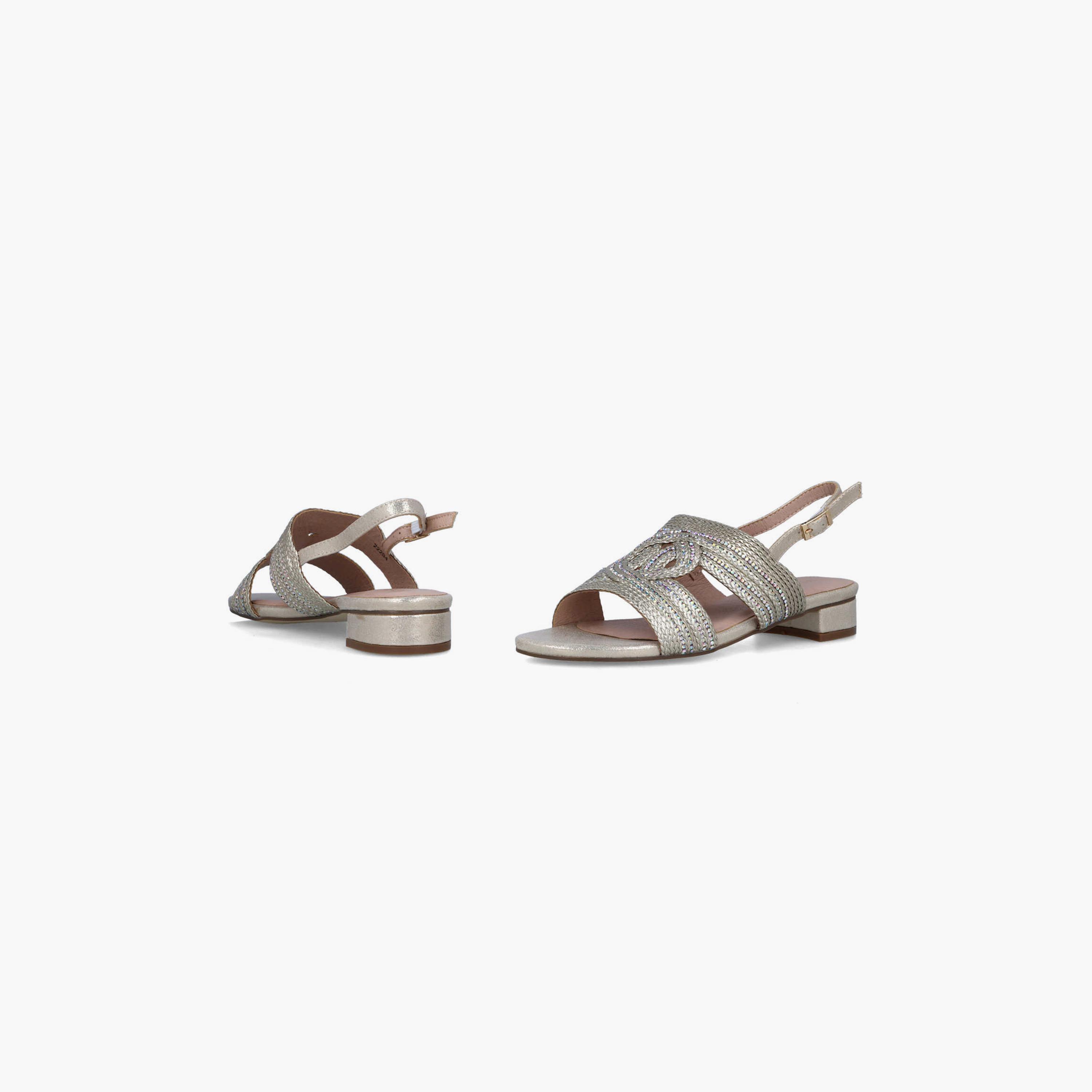 Menbur Women's Metallic Block Heels with Rhinestone Accent | 22294-women-shoes-heels-image-4
