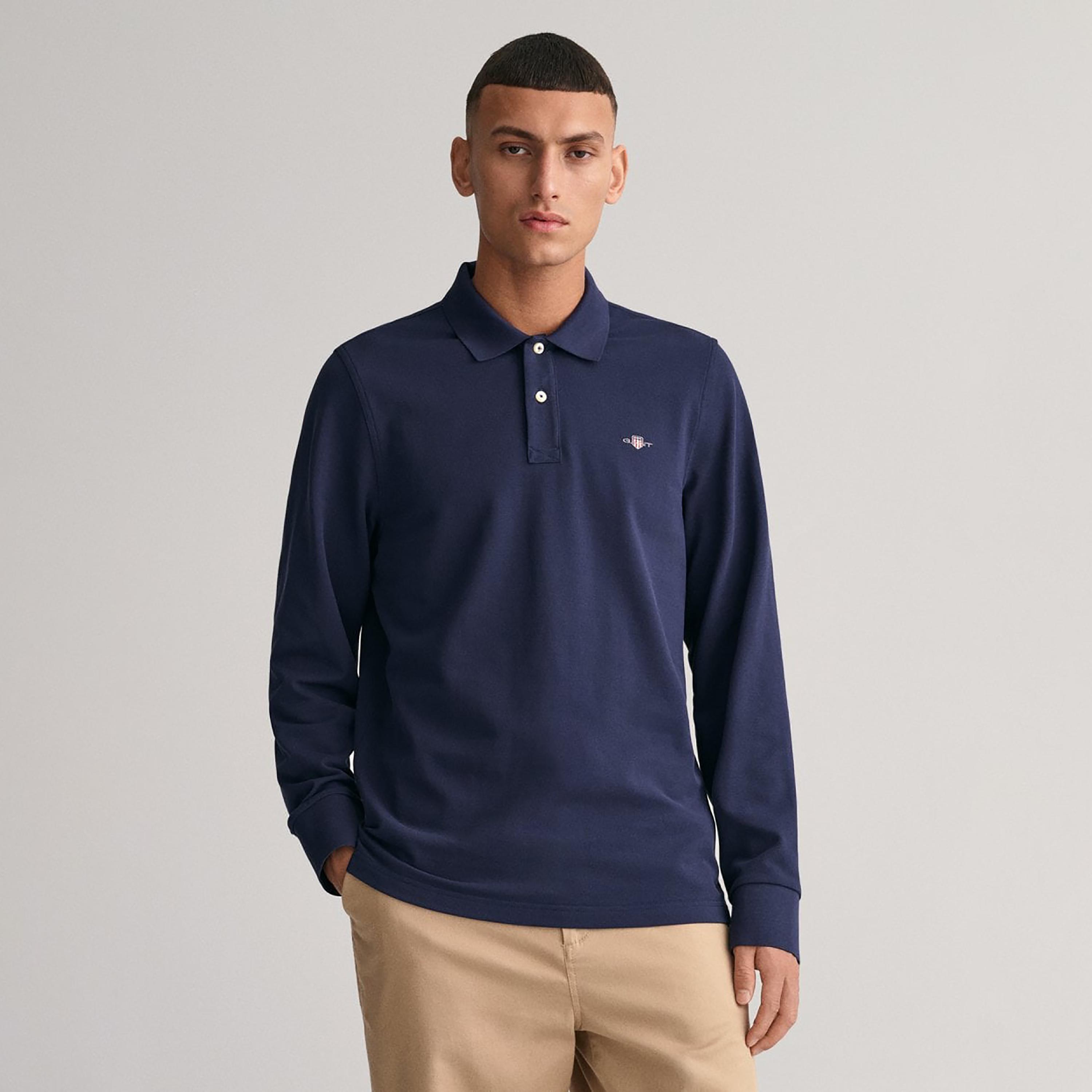 Gant Logo Detail Collared Long Sleeves Polo T-Shirt-men-clothing-tshirtsandpolos-polos-image-1