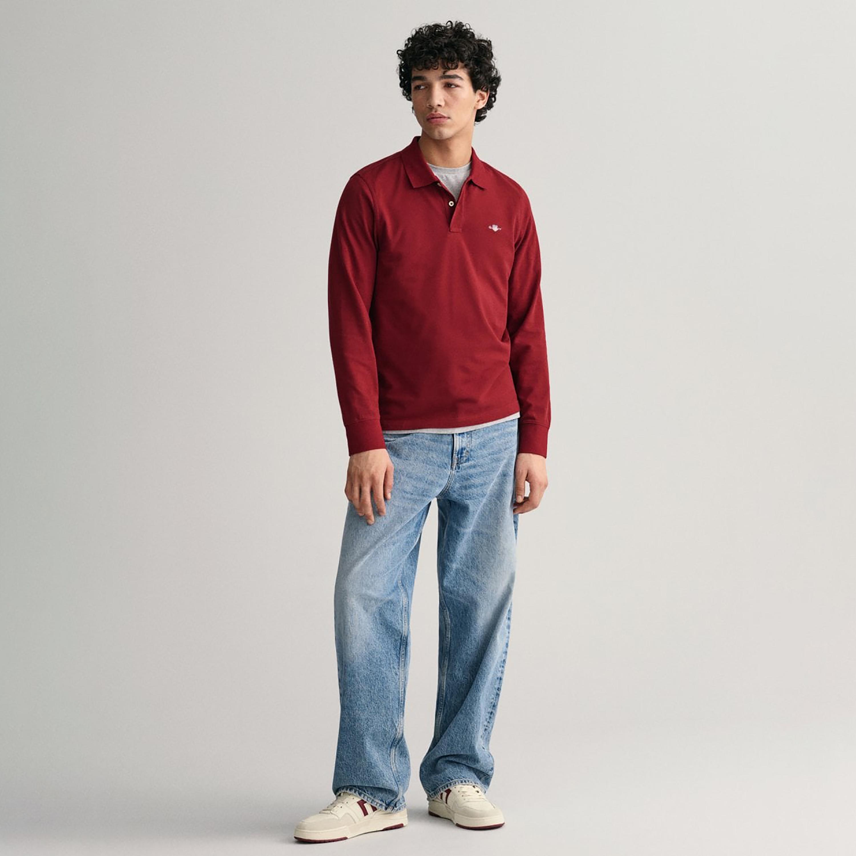 تي-شيرت بولو من جانت لوجو التفاصيل بأكمام طويلة وياقة-men-clothing-tshirtsandpolos-polos-image-2