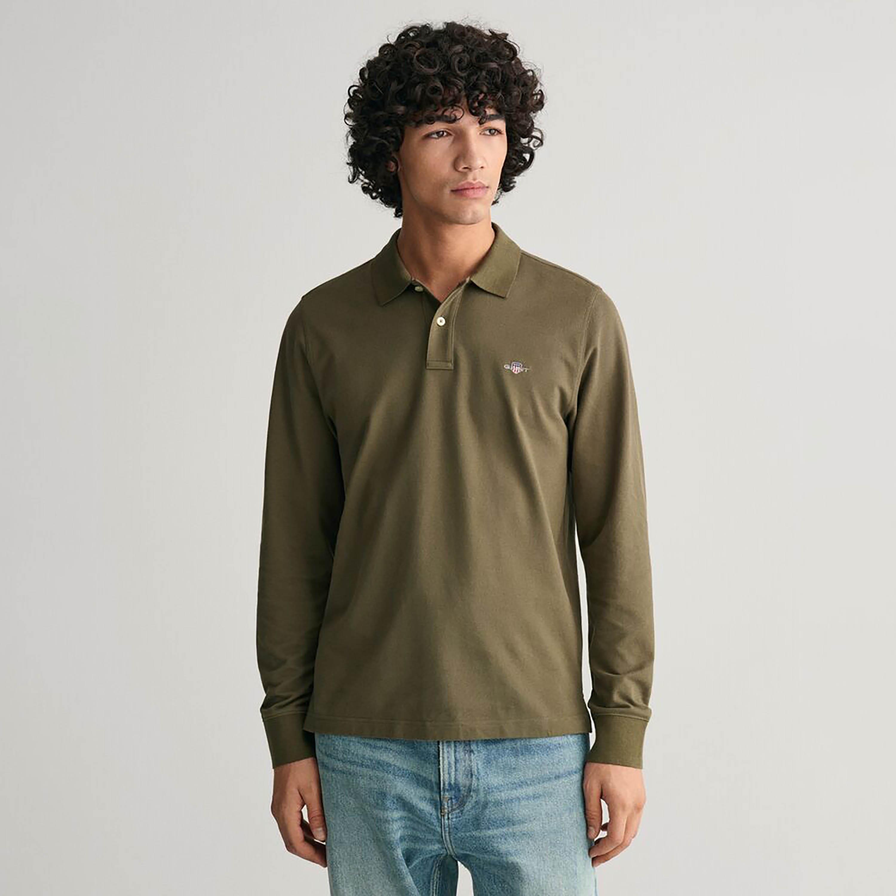 غانت عادي الياقات طويلة الأكمام بساط الرجال-men-clothing-tshirtsandpolos-tshirts-image-1