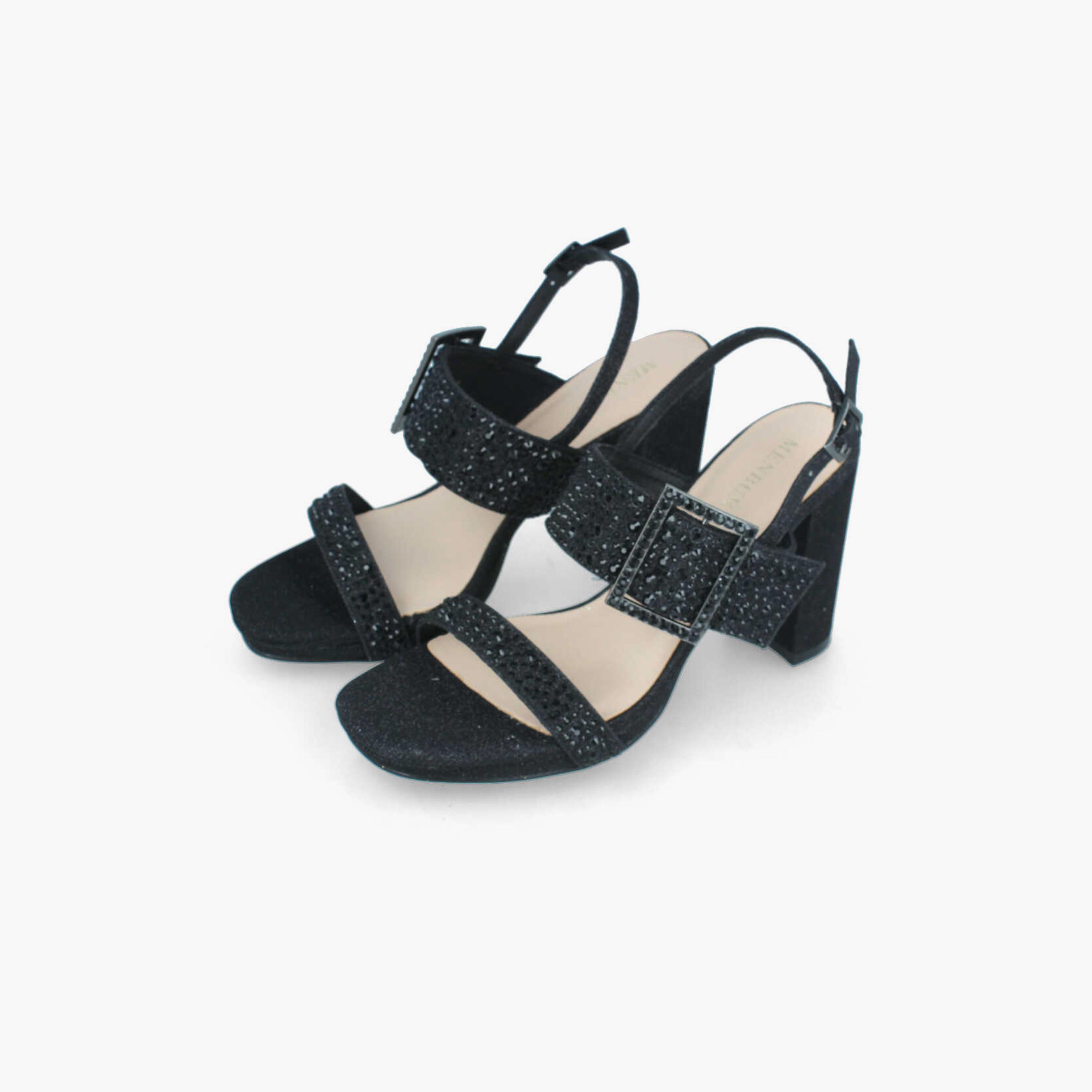 Menbur Women's Glitter Block Heels with Buckle | 22304-women-shoes-heels-image-2
