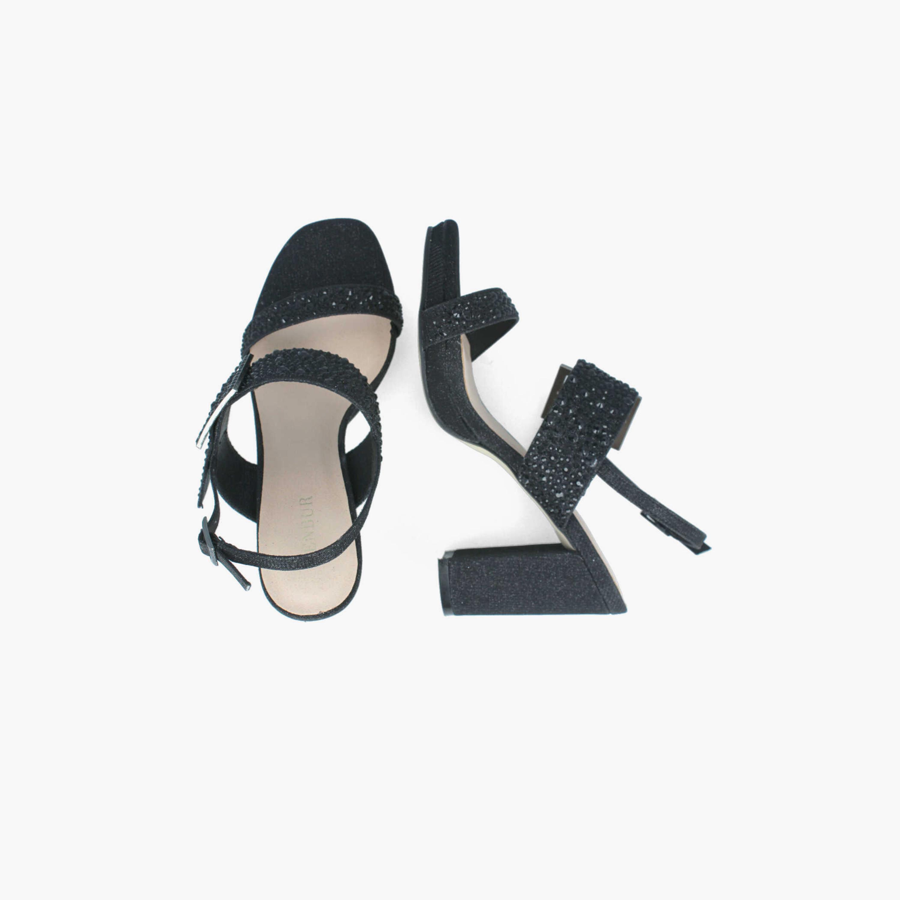 Menbur Women's Glitter Block Heels with Buckle | 22304-women-shoes-heels-image-3