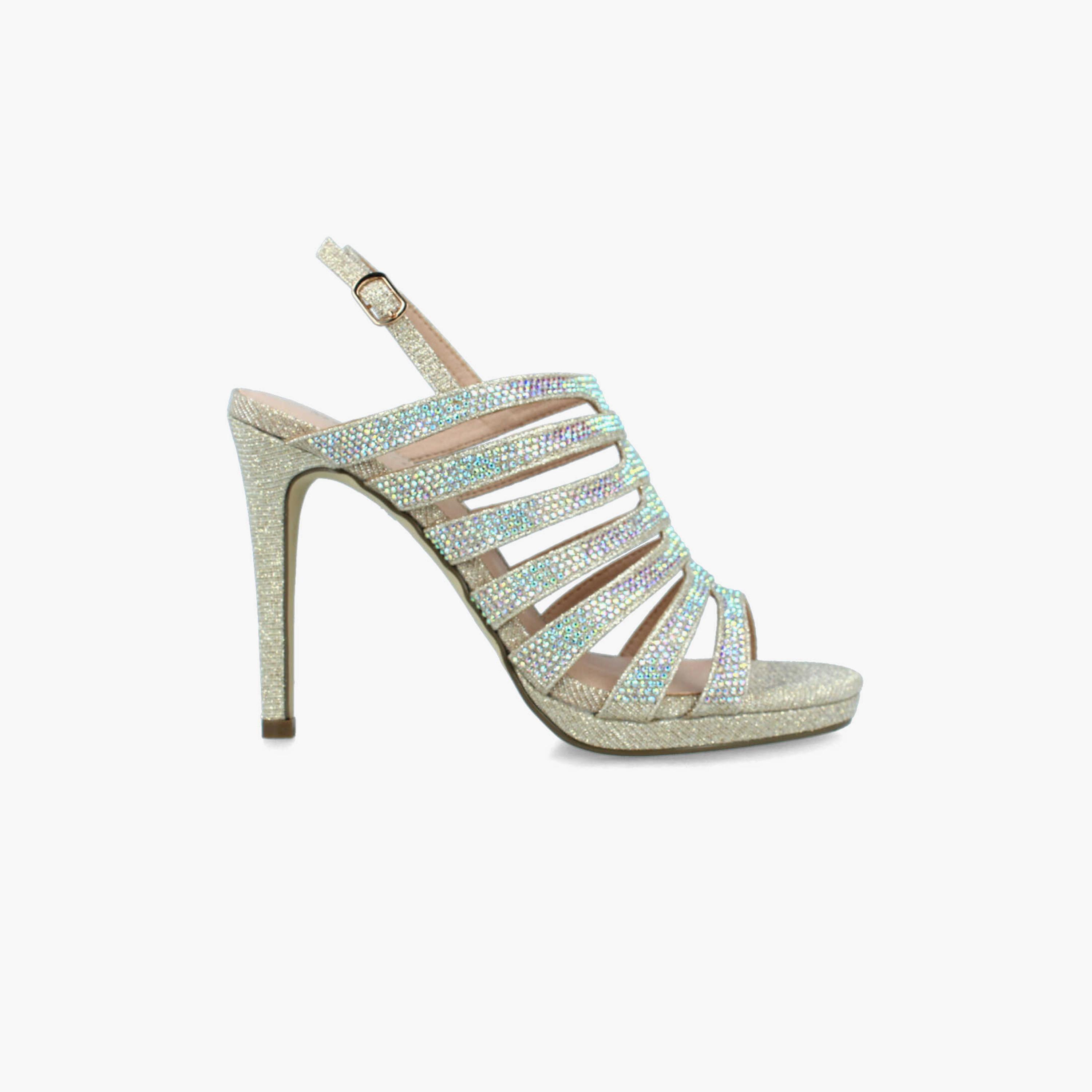 Menbur Women's Glitter Stiletto Heels with Rhinestone Accent | 22305-women-shoes-heels-image-1