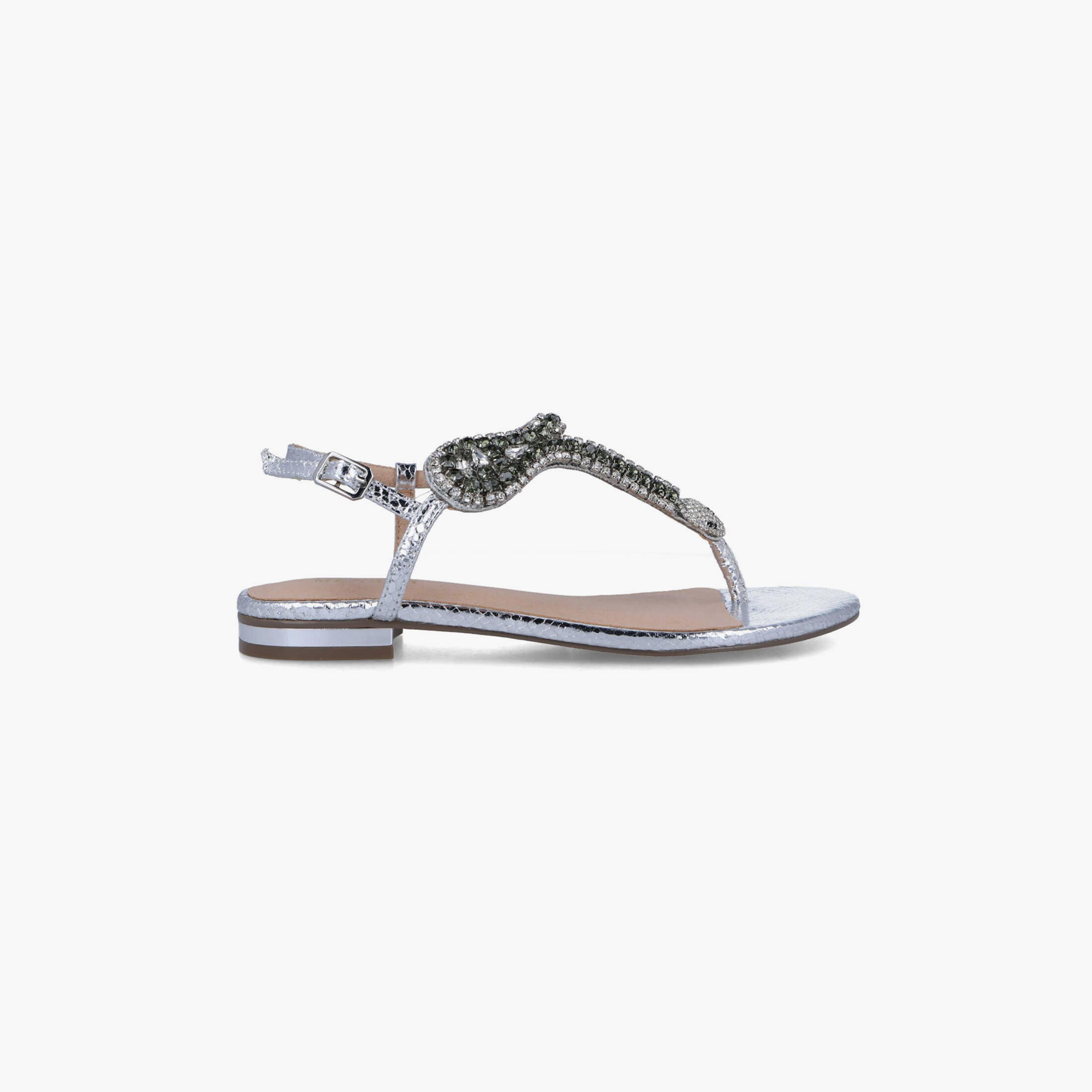 Menbur Women's Metallic Thong Sandals with Embellishment | 22345-women-shoes-sandals-flats-image-1