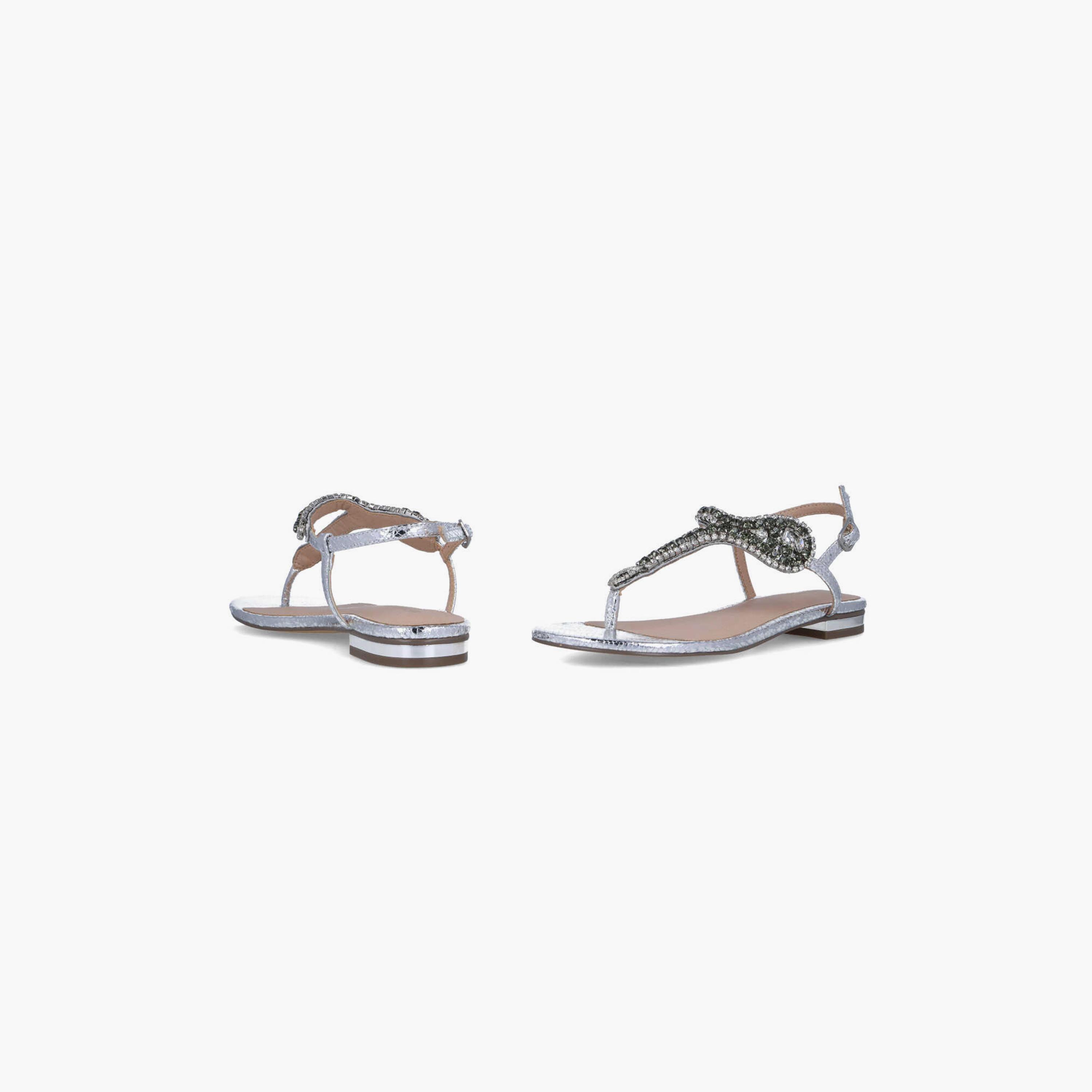 Menbur Women's Metallic Thong Sandals with Embellishment | 22345-women-shoes-sandals-flats-image-4
