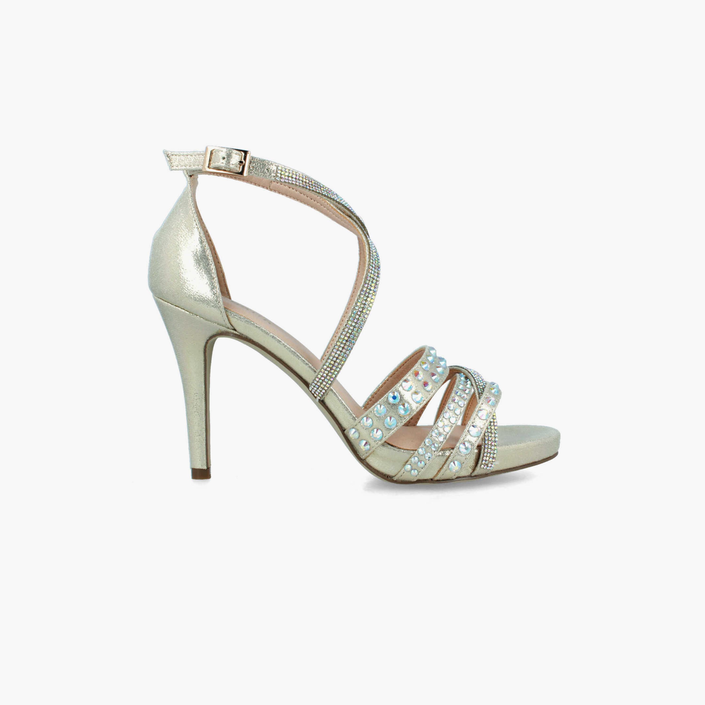 Menbur Women's Metallic Stiletto Heels with Embellishment | 22366-women-shoes-heels-image-1