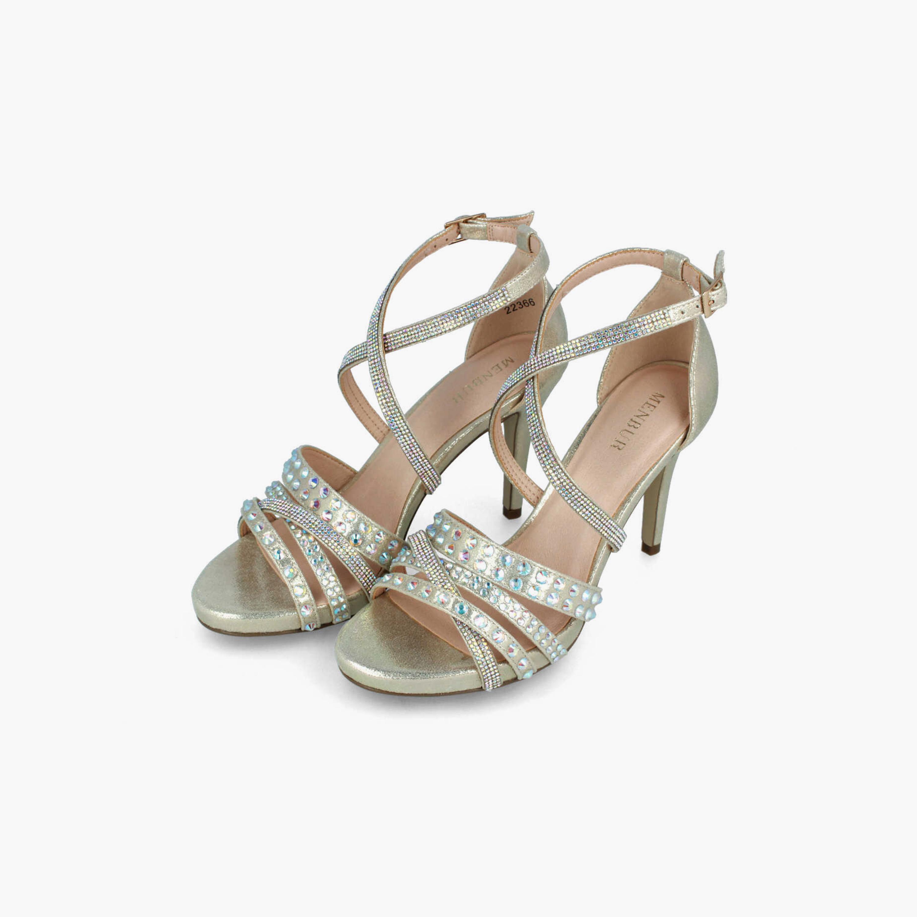 Menbur Women's Metallic Stiletto Heels with Embellishment | 22366-women-shoes-heels-image-2