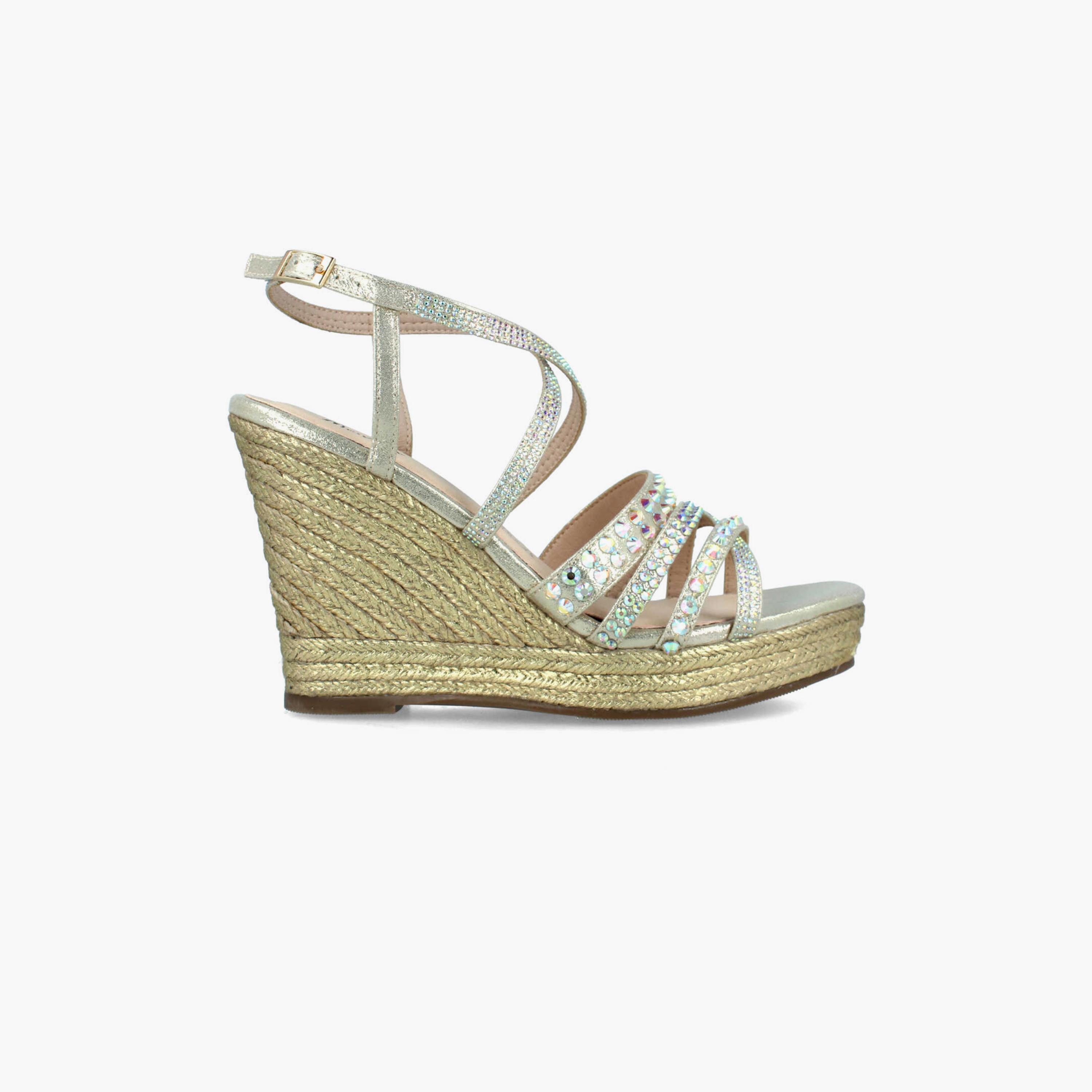 Menbur Women's Woven Wedges with Rhinestone Accent | 22373-women-shoes-heels-image-1