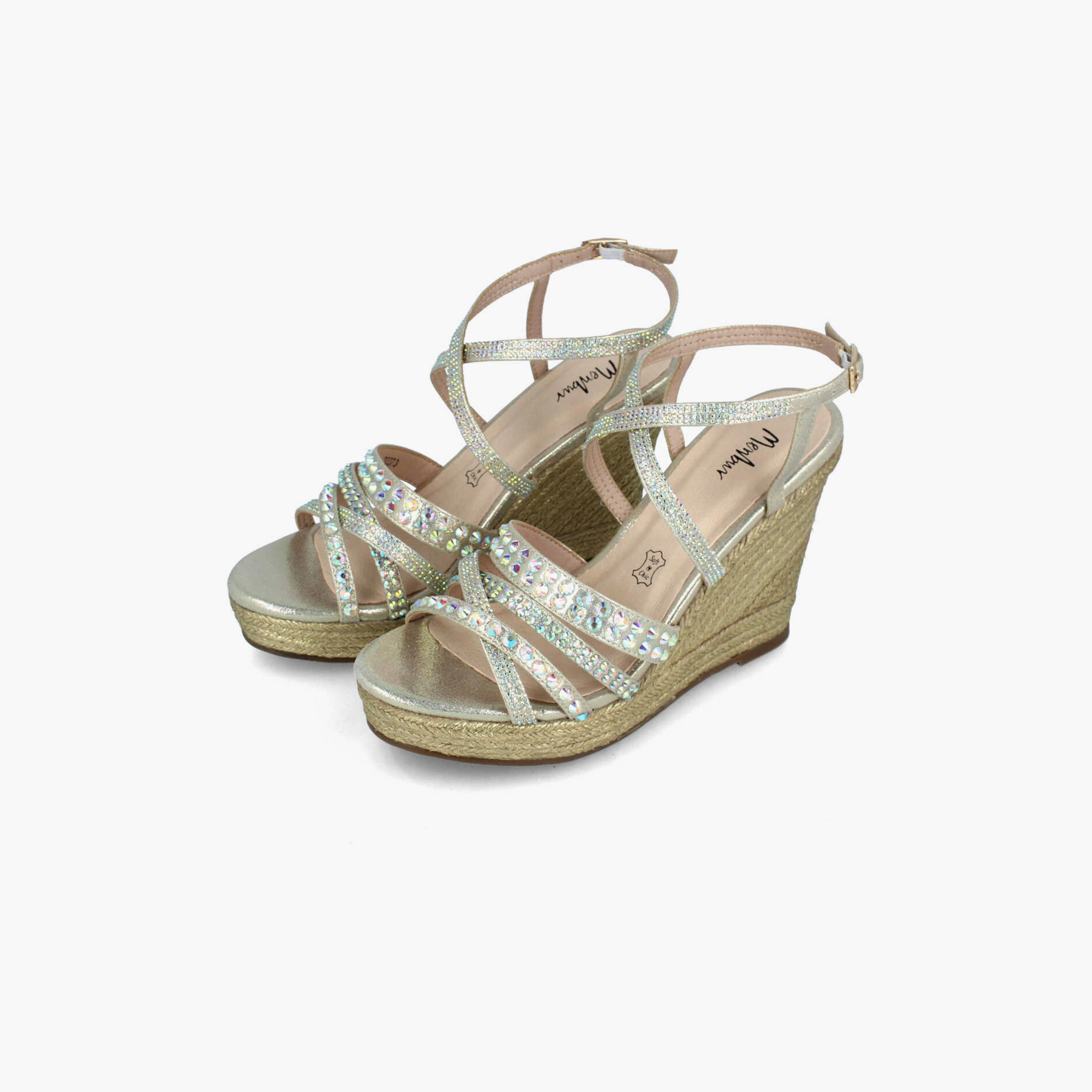 Menbur Women's Woven Wedges with Rhinestone Accent | 22373-women-shoes-heels-image-2