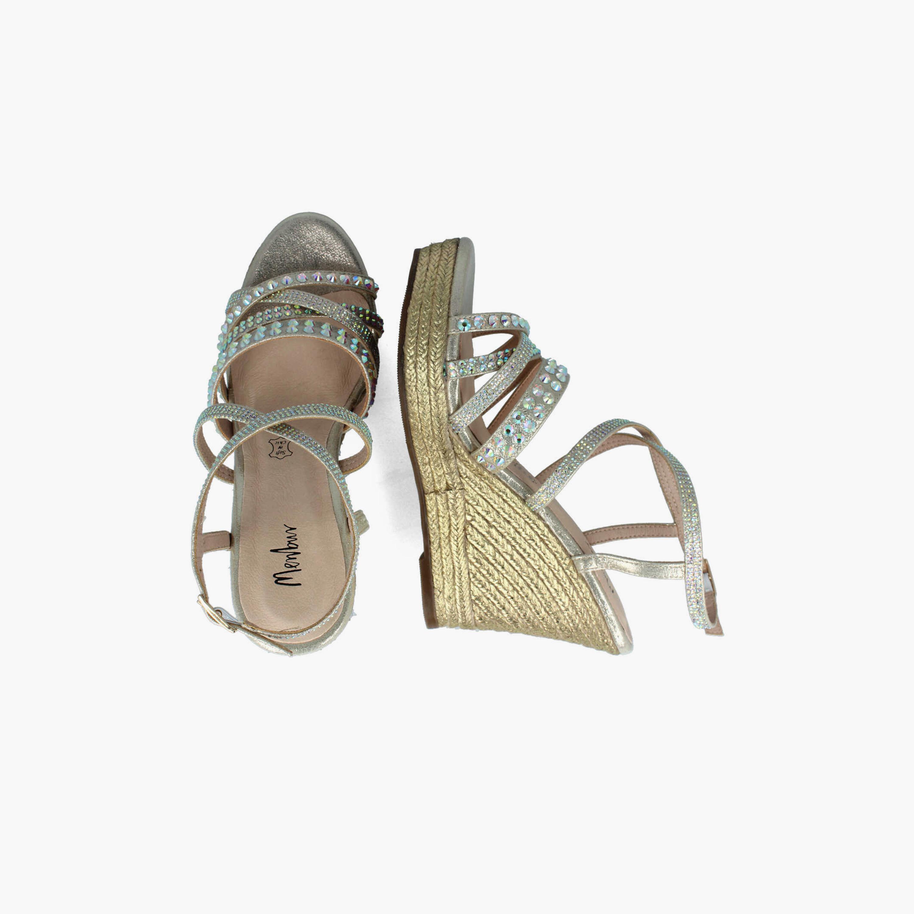 Menbur Women's Woven Wedges with Rhinestone Accent | 22373-women-shoes-heels-image-3