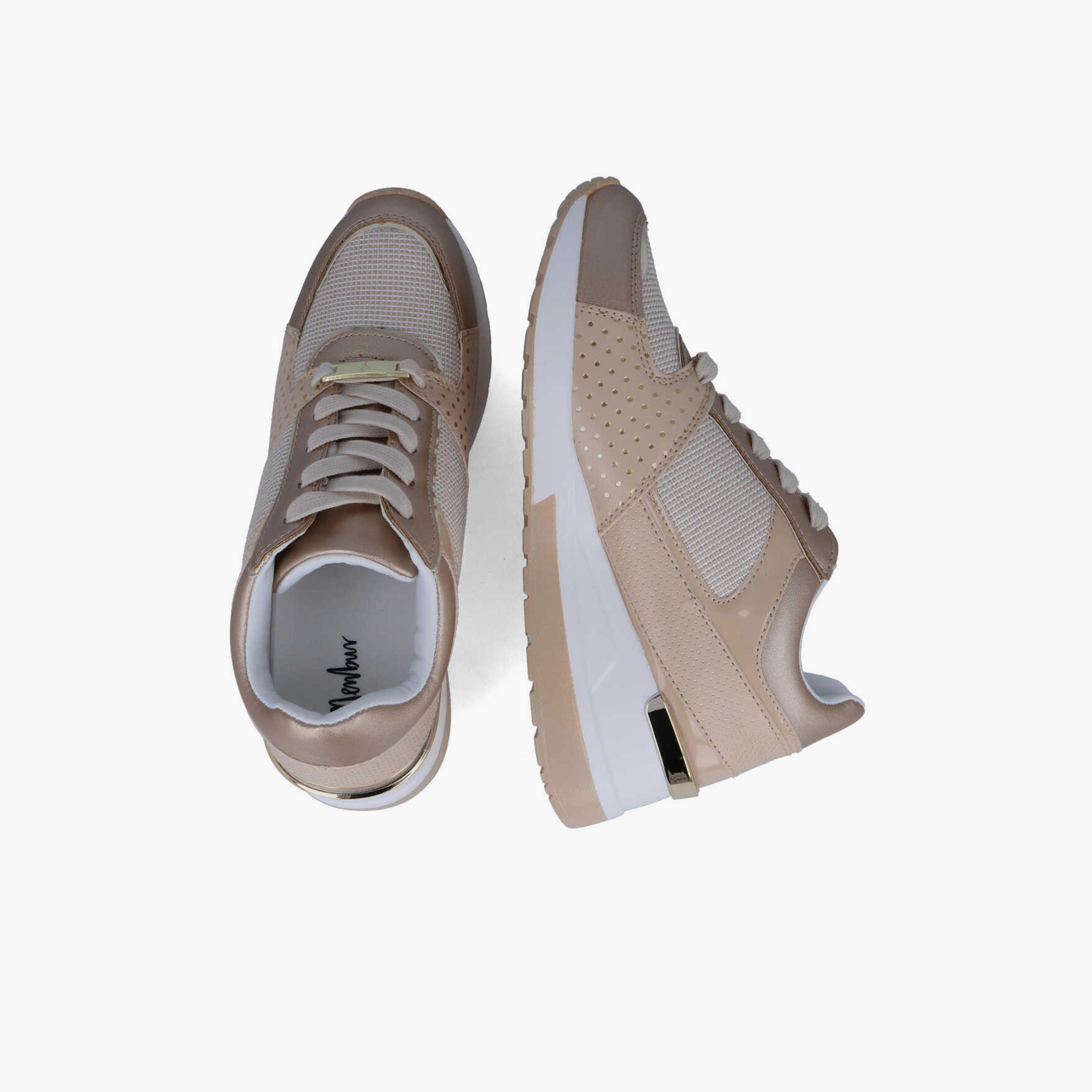 Menbur Women's Metallic Low Ankle Sneakers with Round Toe | 22388-women-shoes-sneakers-image-3