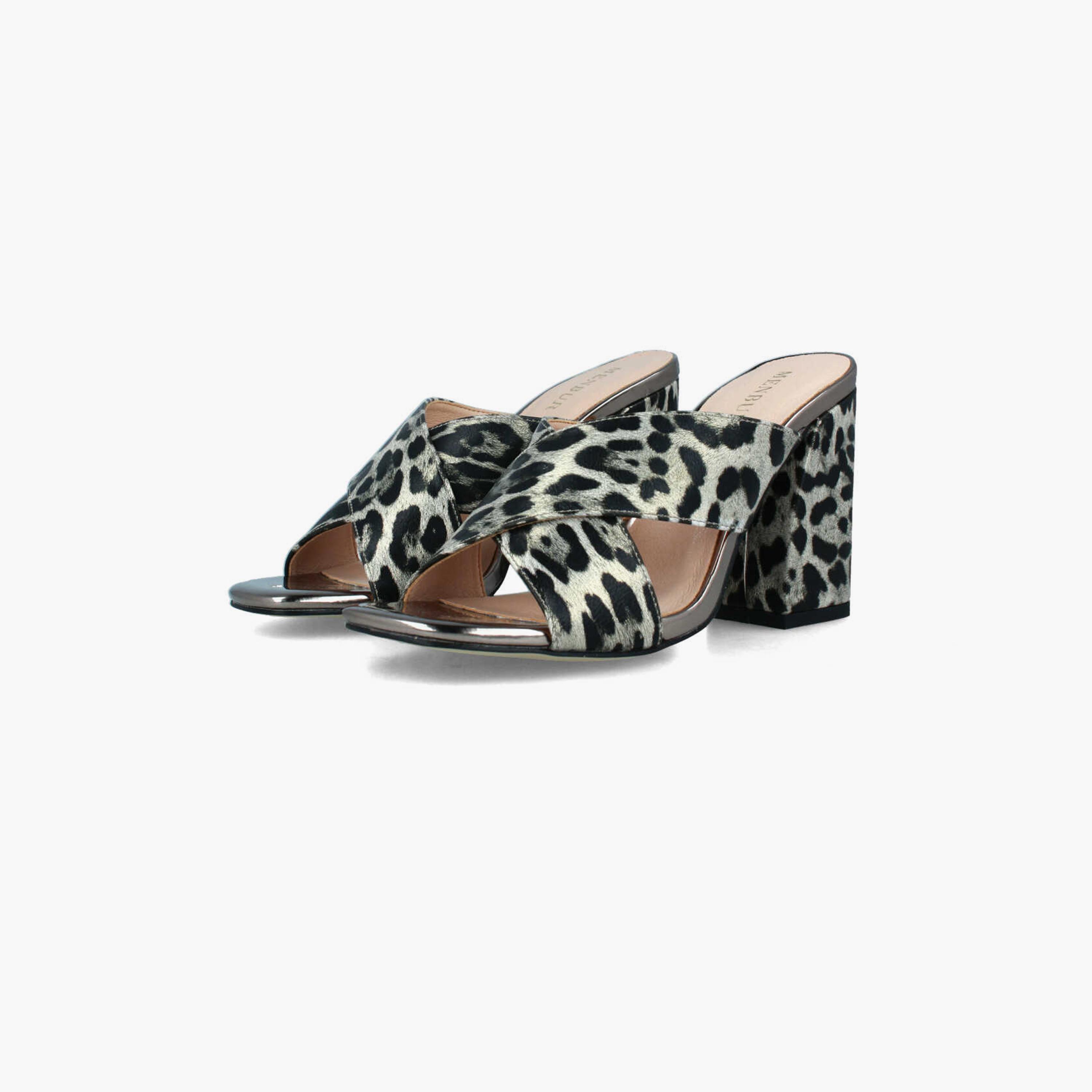 Menbur Women's Animal Print Block Heels with Cross Strap | 22410-women-shoes-heels-image-2