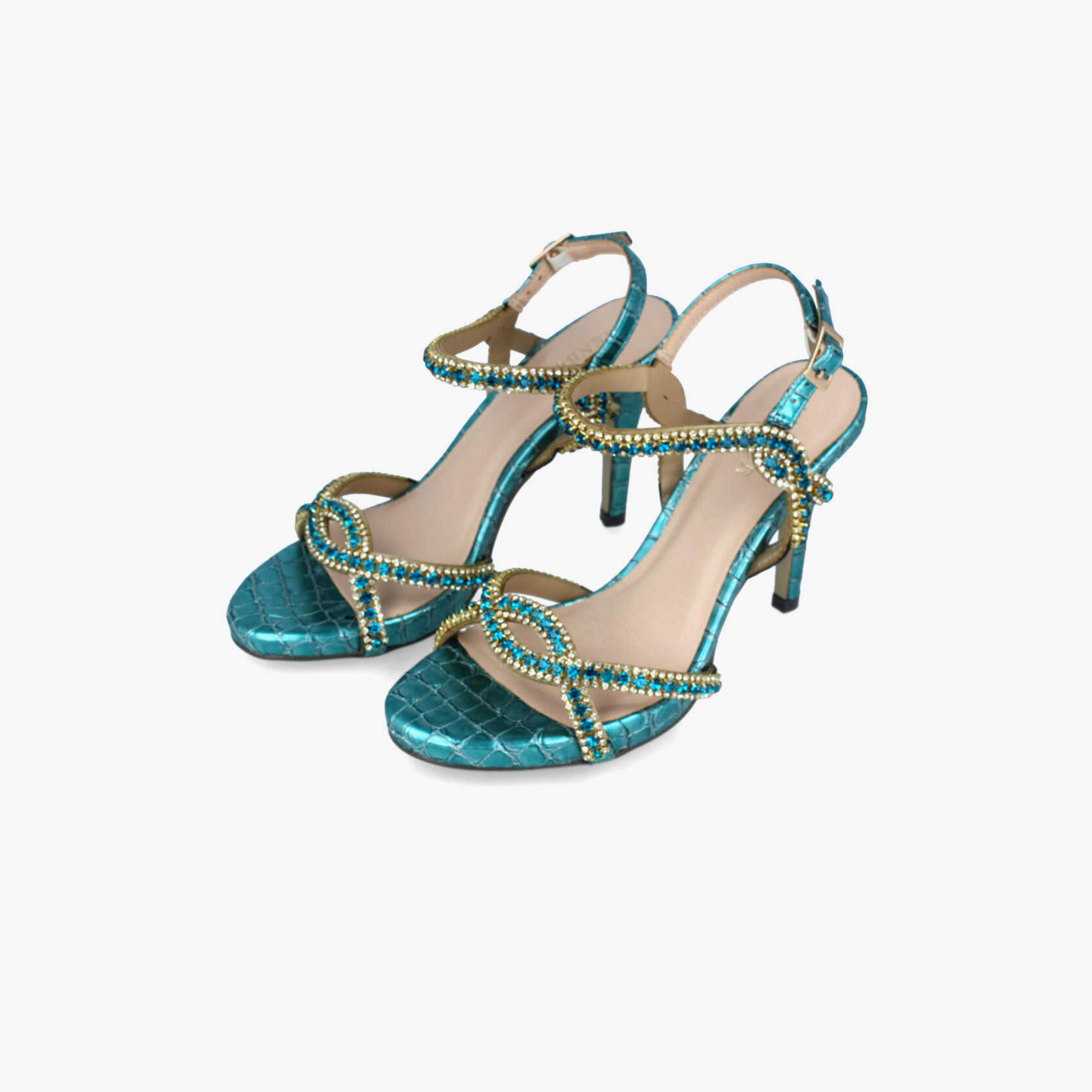 Menbur Women's Reptile Print Stiletto Heels with Embellishment | 22416-women-shoes-heels-image-2