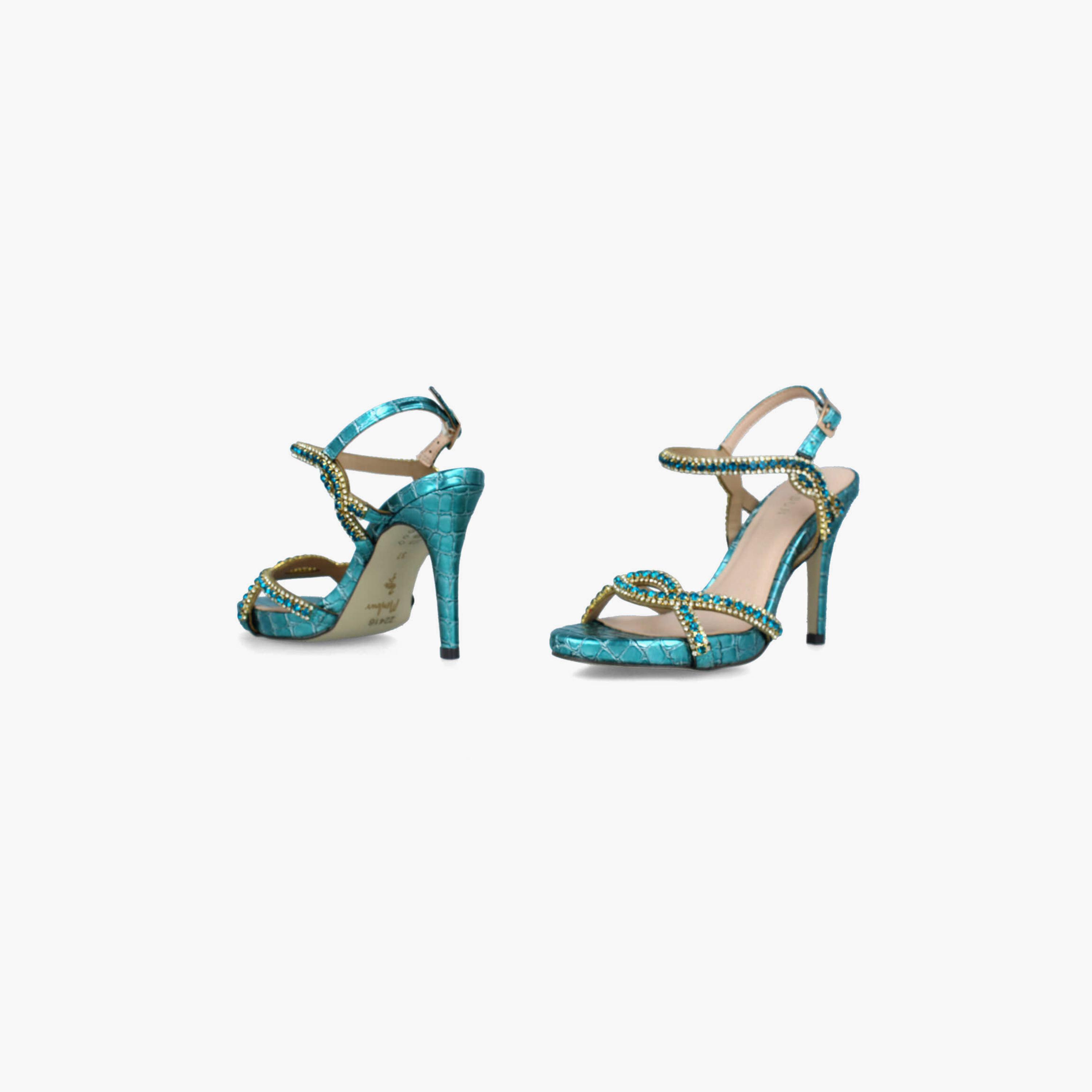 Menbur Women's Reptile Print Stiletto Heels with Embellishment | 22416-women-shoes-heels-image-4
