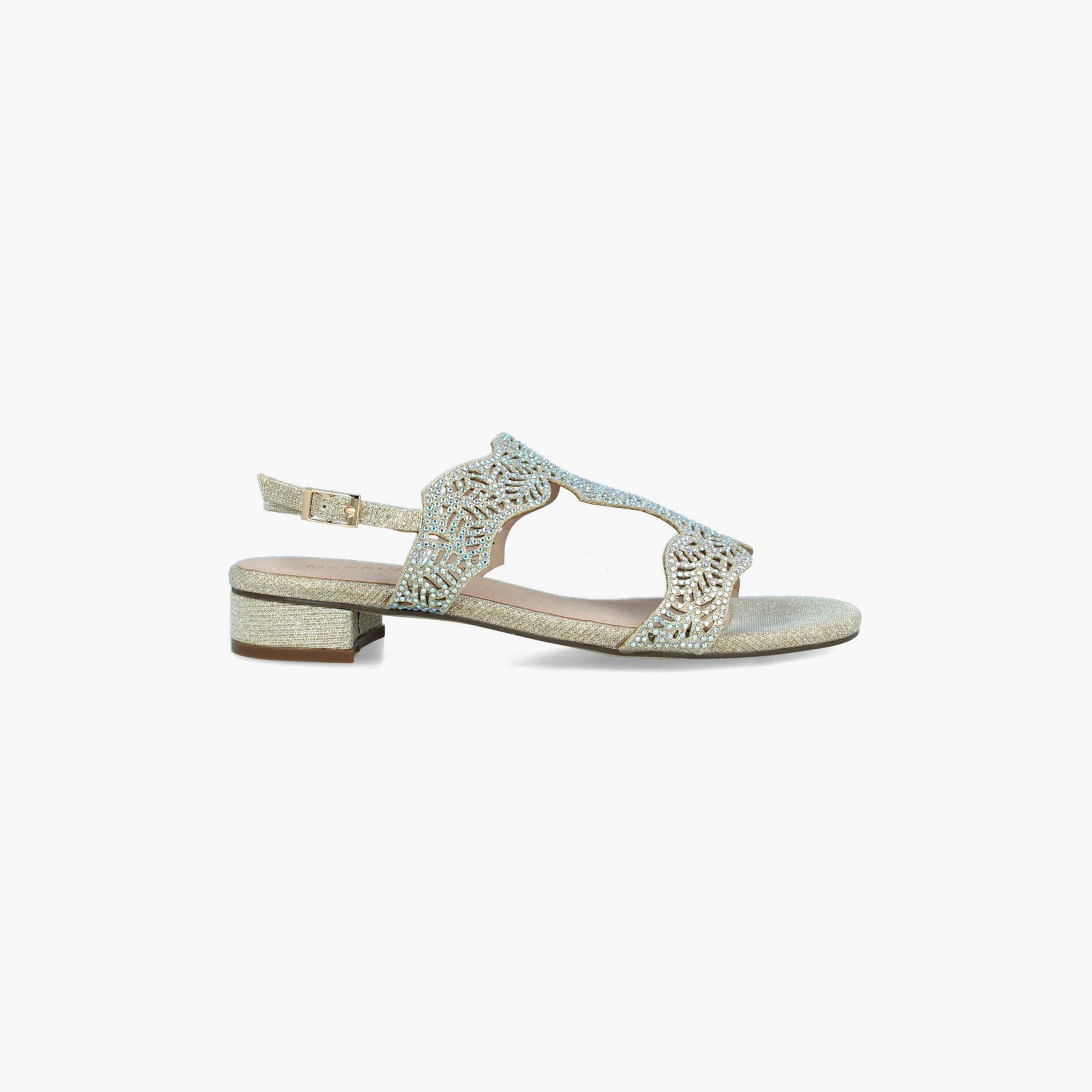 Menbur Women's Metallic Block Heels with Rhinestone Accent | 22418-women-shoes-heels-image-1