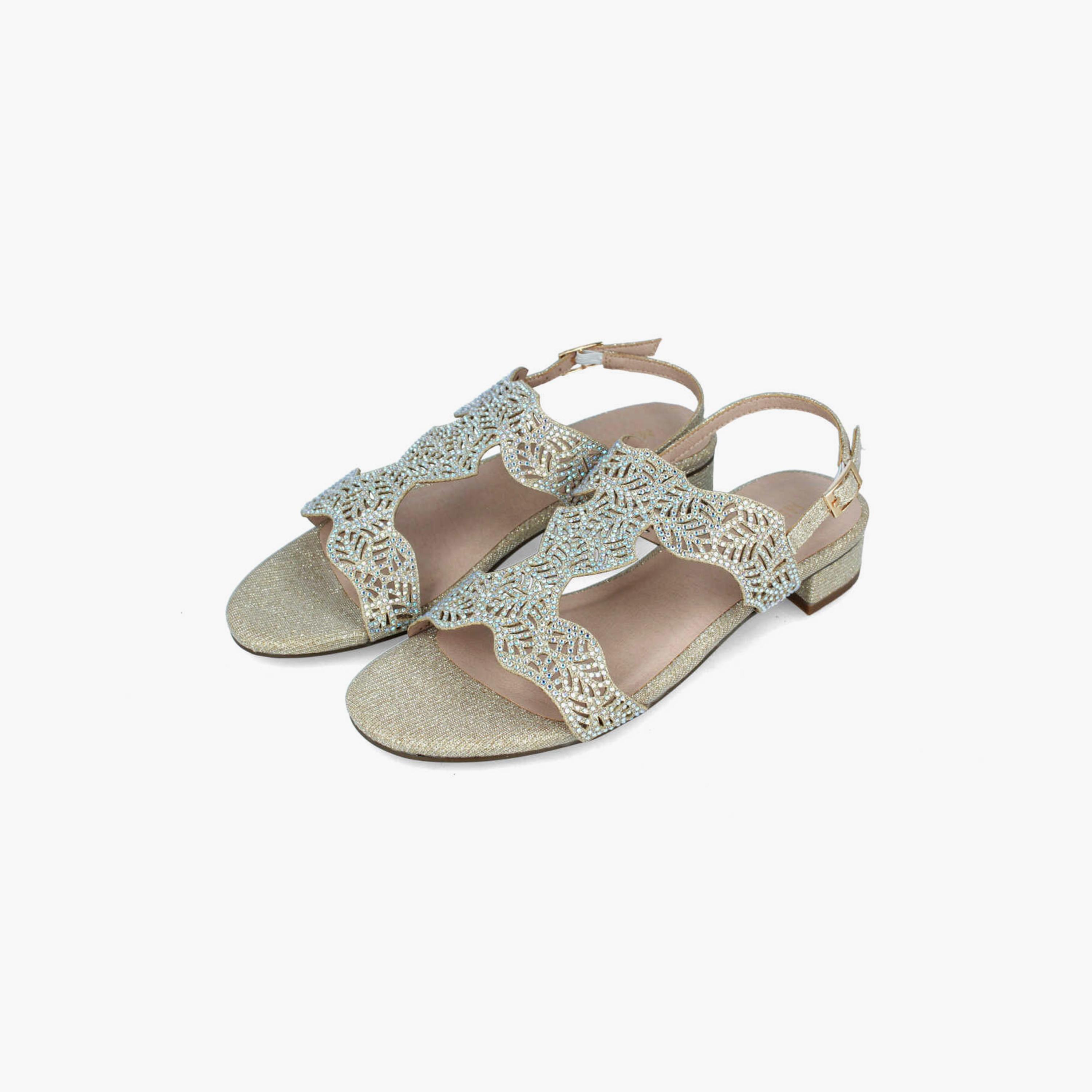 Menbur Women's Metallic Block Heels with Rhinestone Accent | 22418-women-shoes-heels-image-2