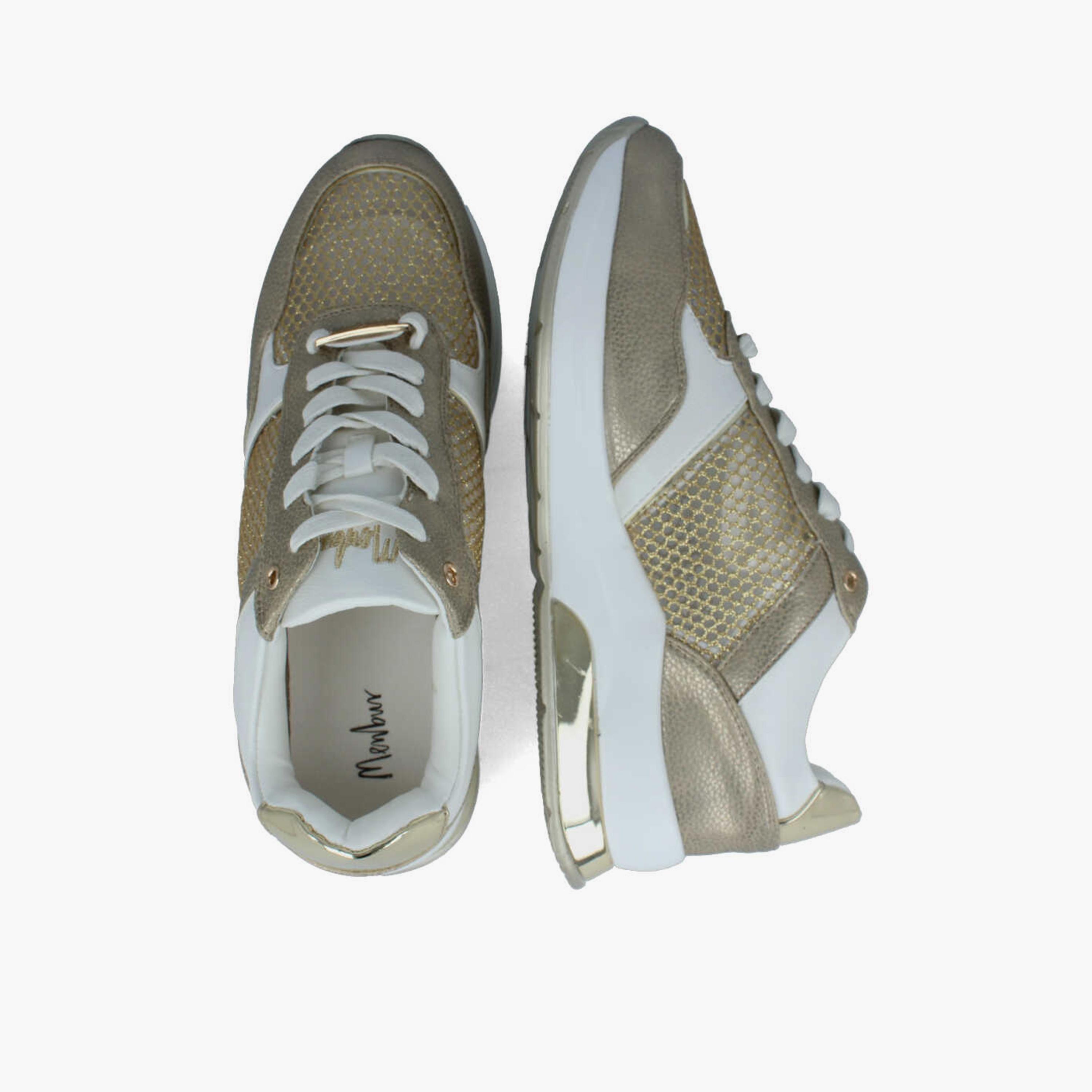 Menbur Women's Metallic Low Ankle Sneakers with Round Toe | 22434-women-shoes-sneakers-image-3