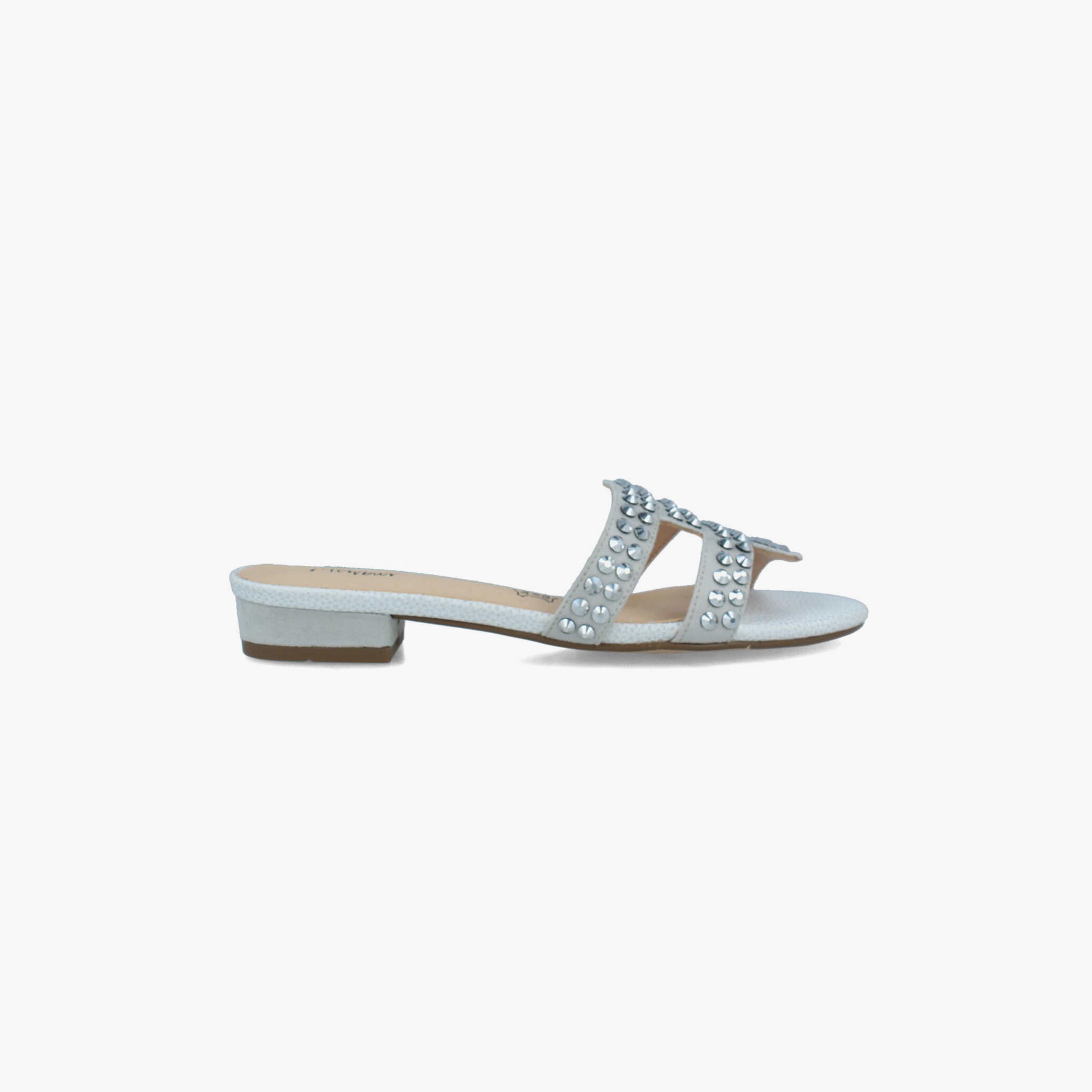 Menbur Women's Reptile Print Slide Sandals with Rhinestone Accent | 22439-women-shoes-sandals-flats-image-1