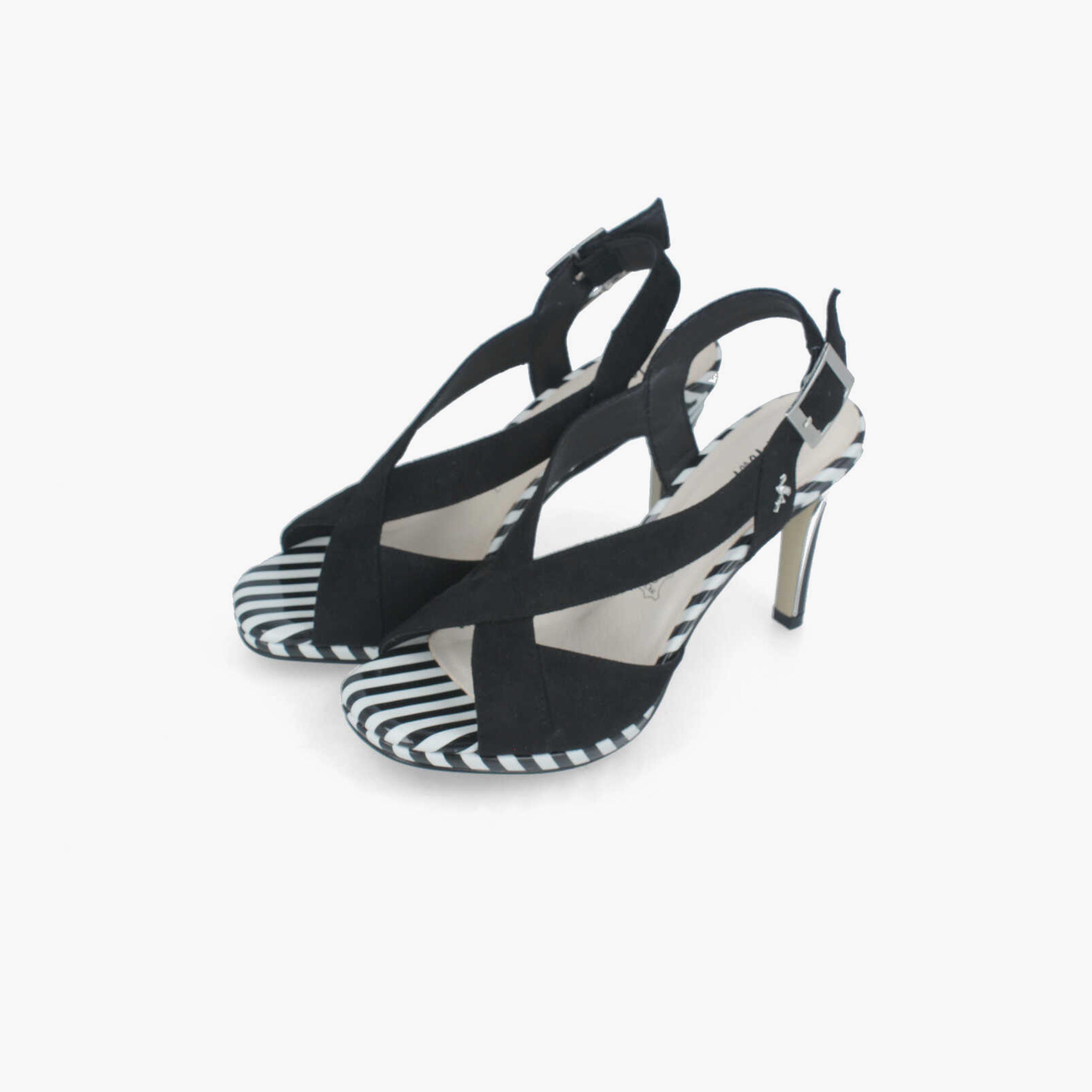 Menbur Women's Stripes Stiletto Heels with Cross Strap | 22442-women-shoes-heels-image-2