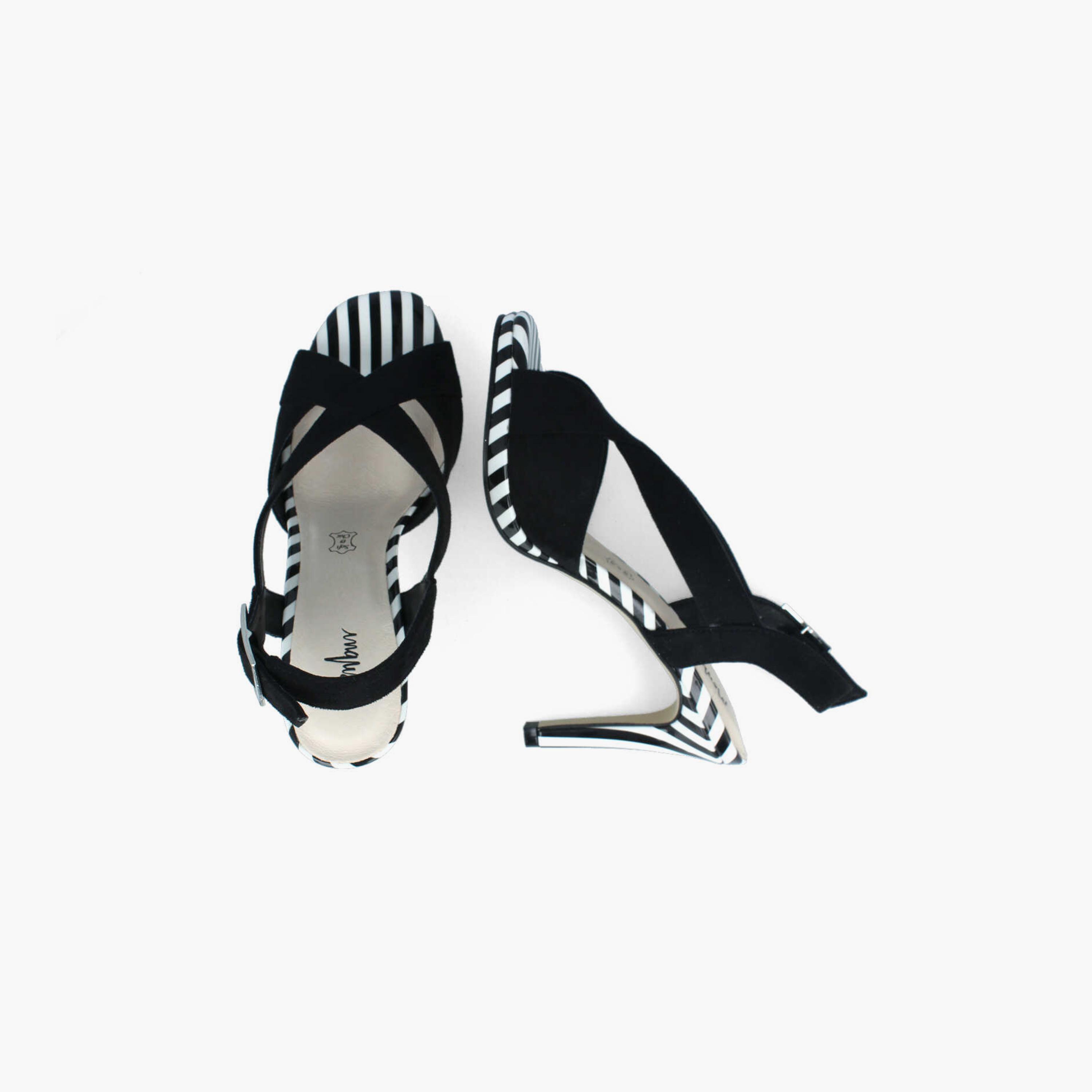 Menbur Women's Stripes Stiletto Heels with Cross Strap | 22442-women-shoes-heels-image-3