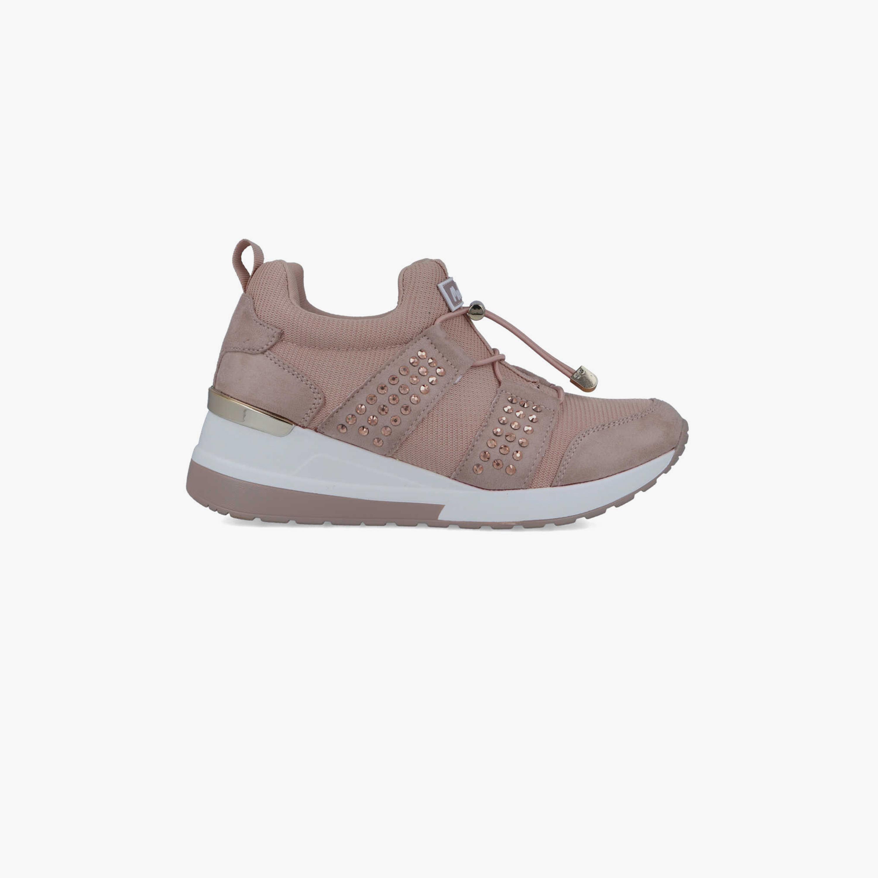 Menbur Women's Knitted Low Ankle Sneakers with Rhinestone Accent | 22483-women-shoes-sneakers-image-1