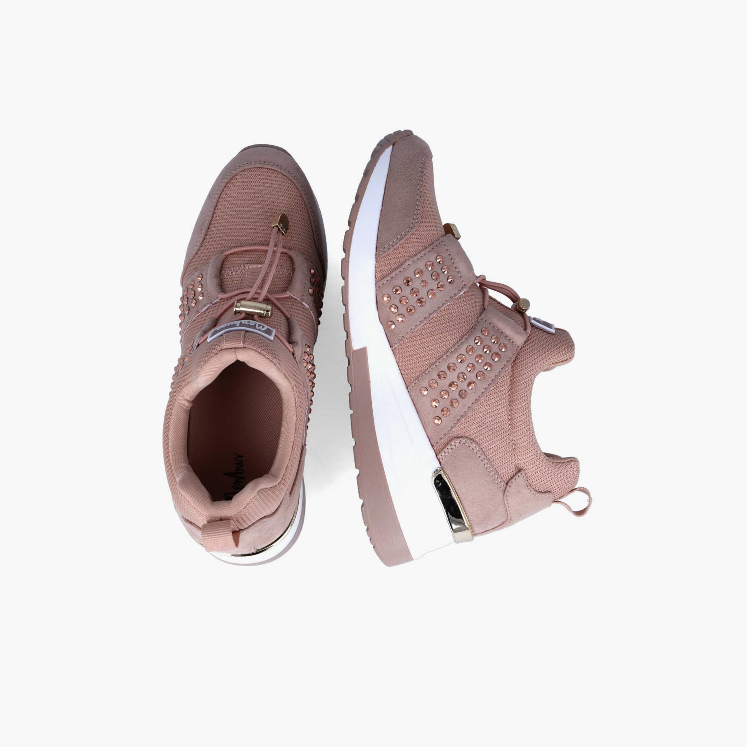 Menbur Women's Knitted Low Ankle Sneakers with Rhinestone Accent | 22483-women-shoes-sneakers-image-3