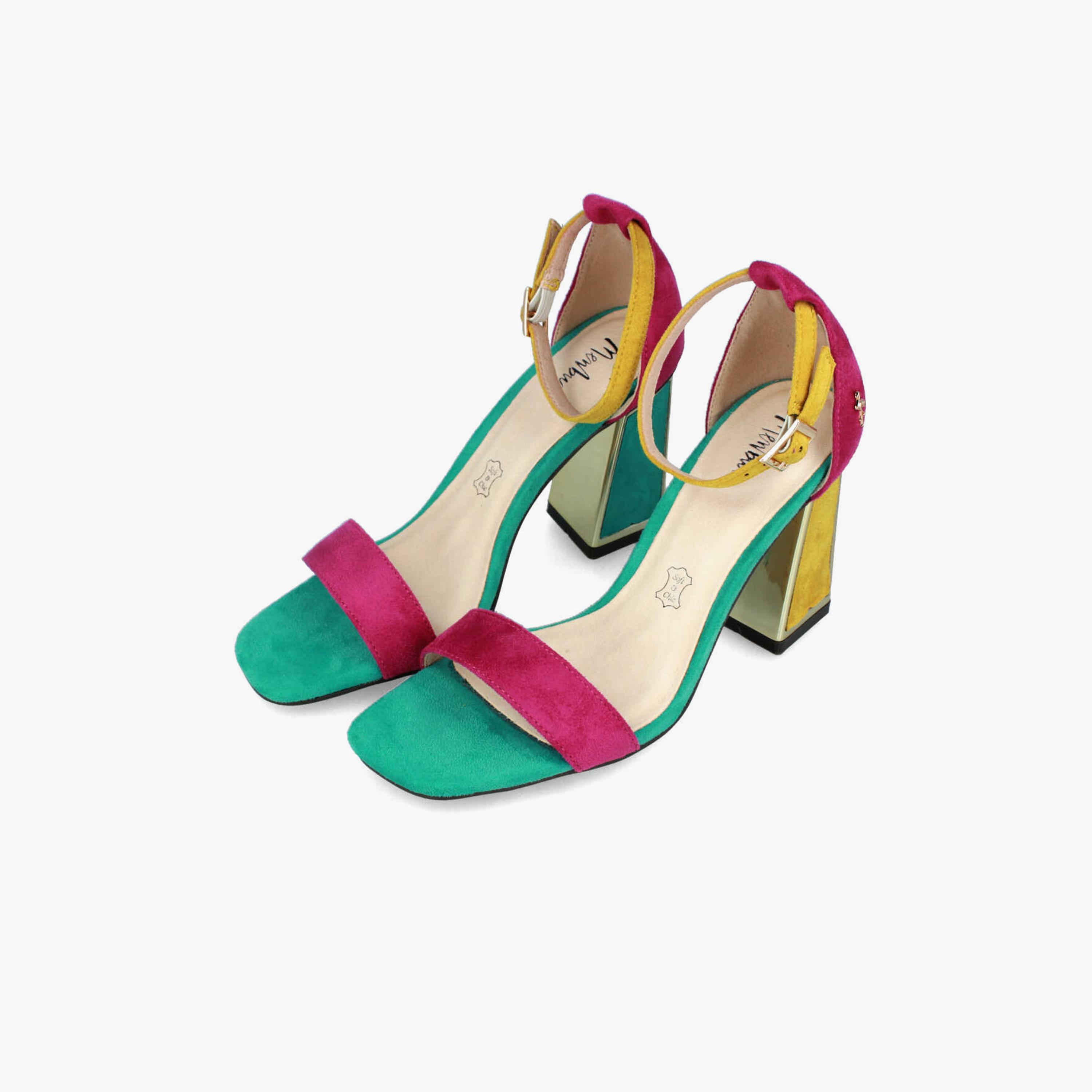 Menbur Women's Metallic Block Heels with Strap | 22486-women-shoes-heels-image-2