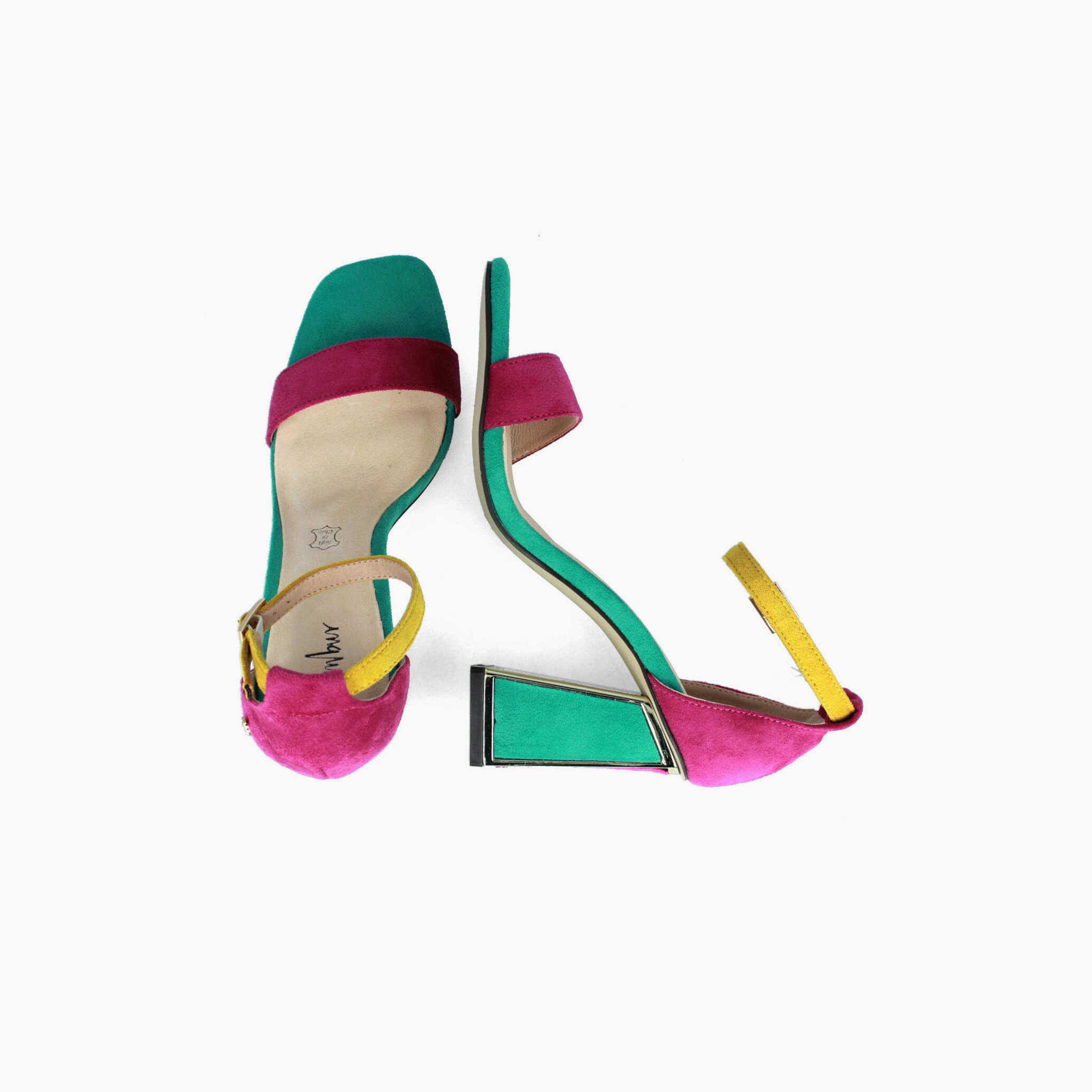 Menbur Women's Metallic Block Heels with Strap | 22486-women-shoes-heels-image-3