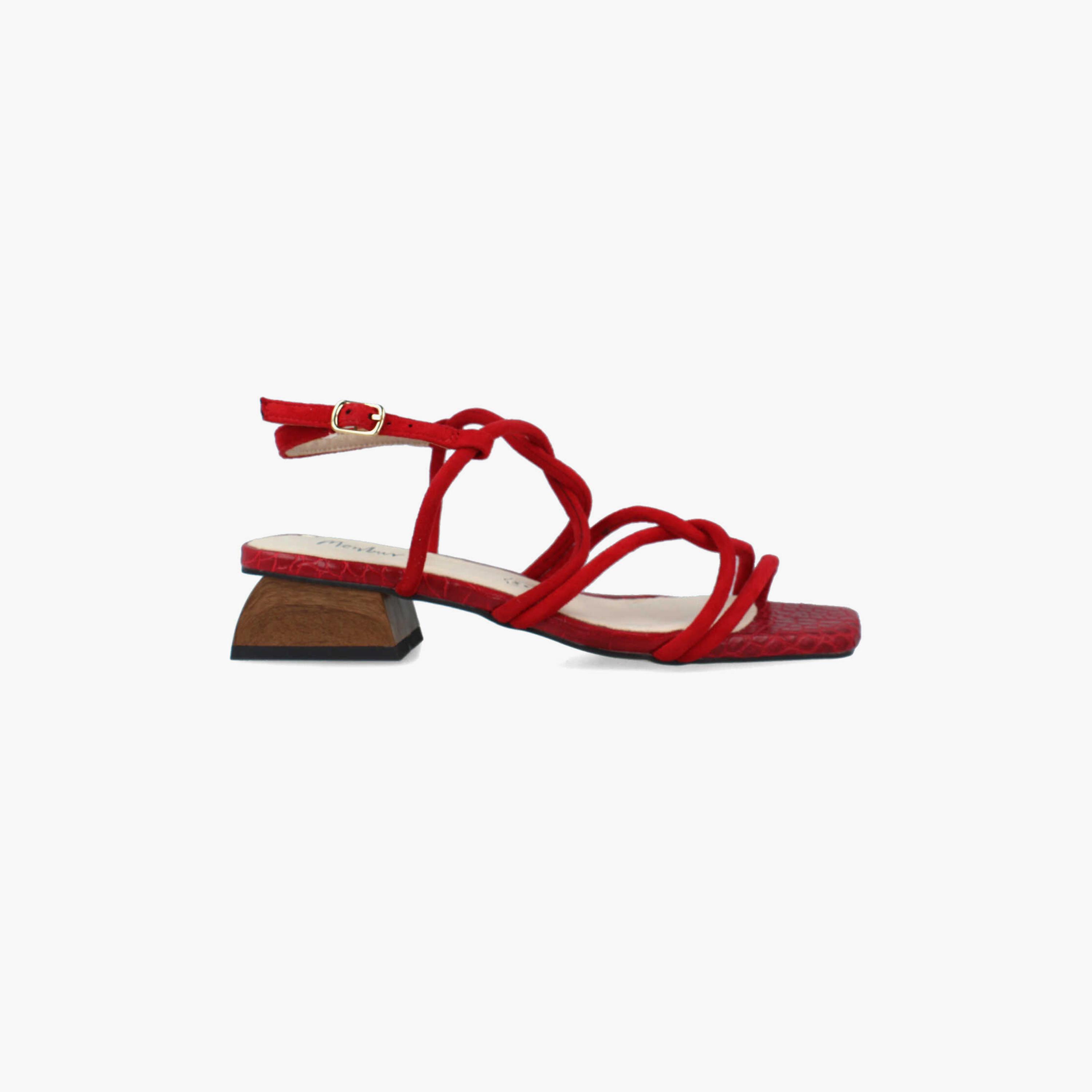 Menbur Women's Reptile Print Block Heels with Strap | 22512-women-shoes-heels-image-1
