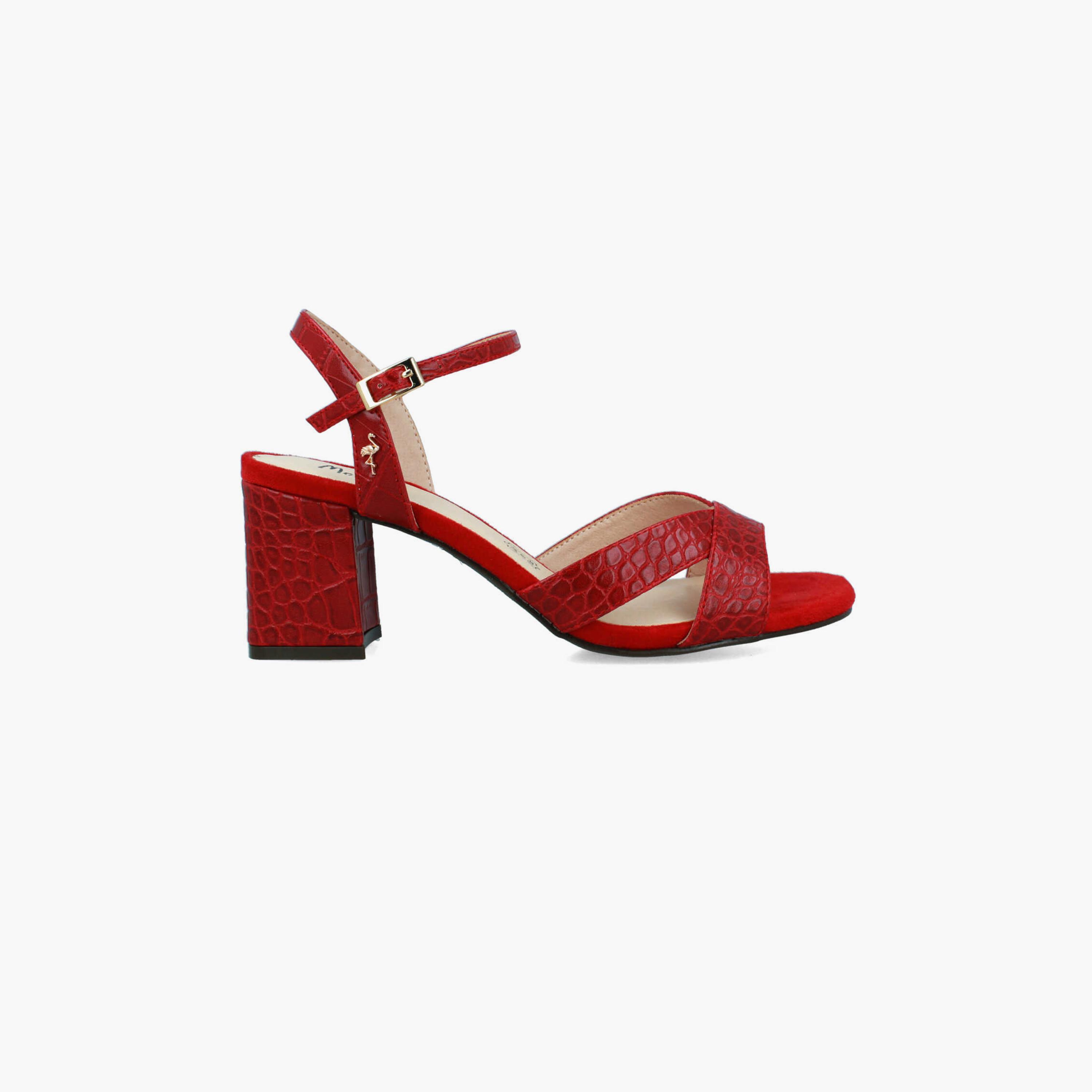 Menbur Women's Reptile Print Block Heels with Strap | 22514-women-shoes-heels-image-1