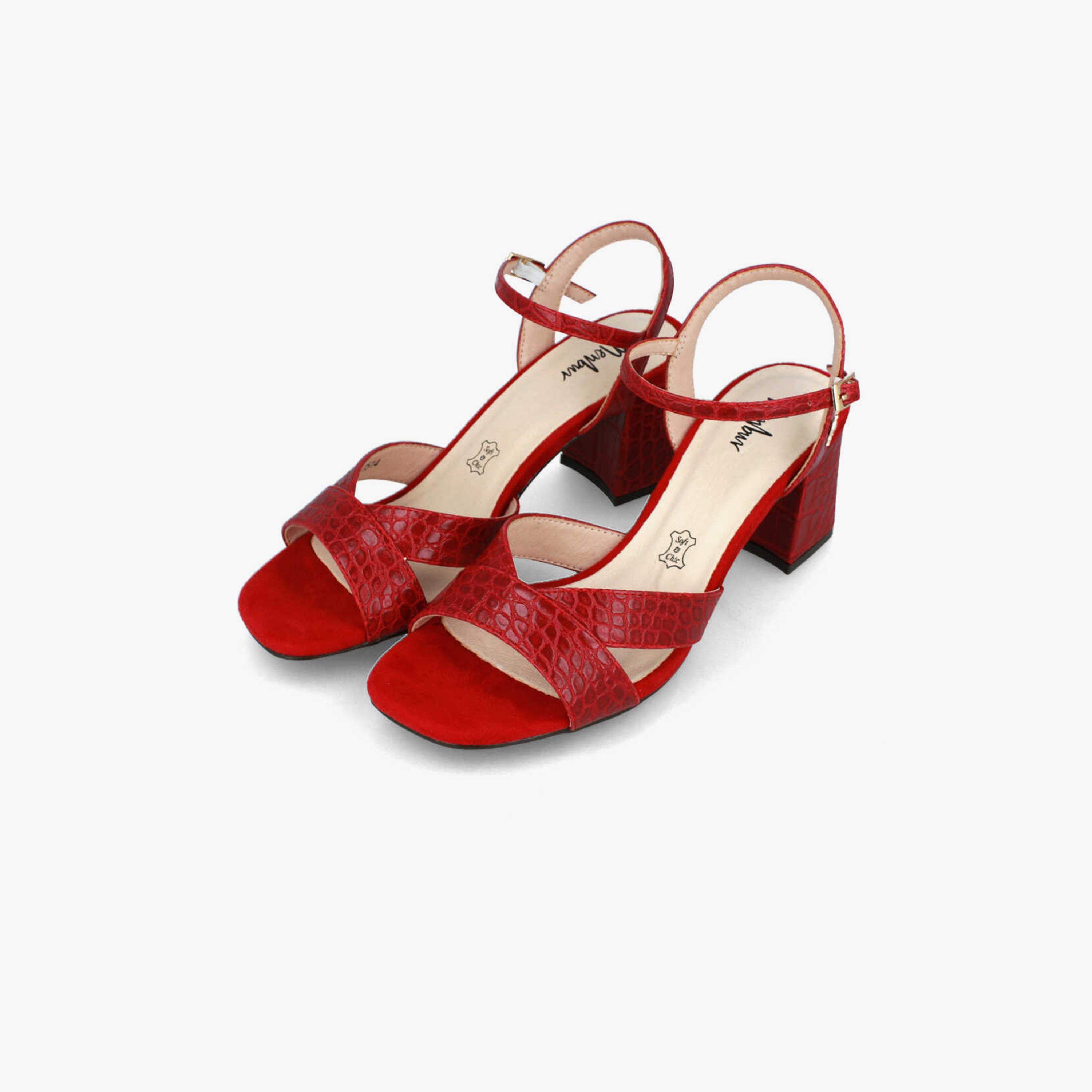 Menbur Women's Reptile Print Block Heels with Strap | 22514-women-shoes-heels-image-2