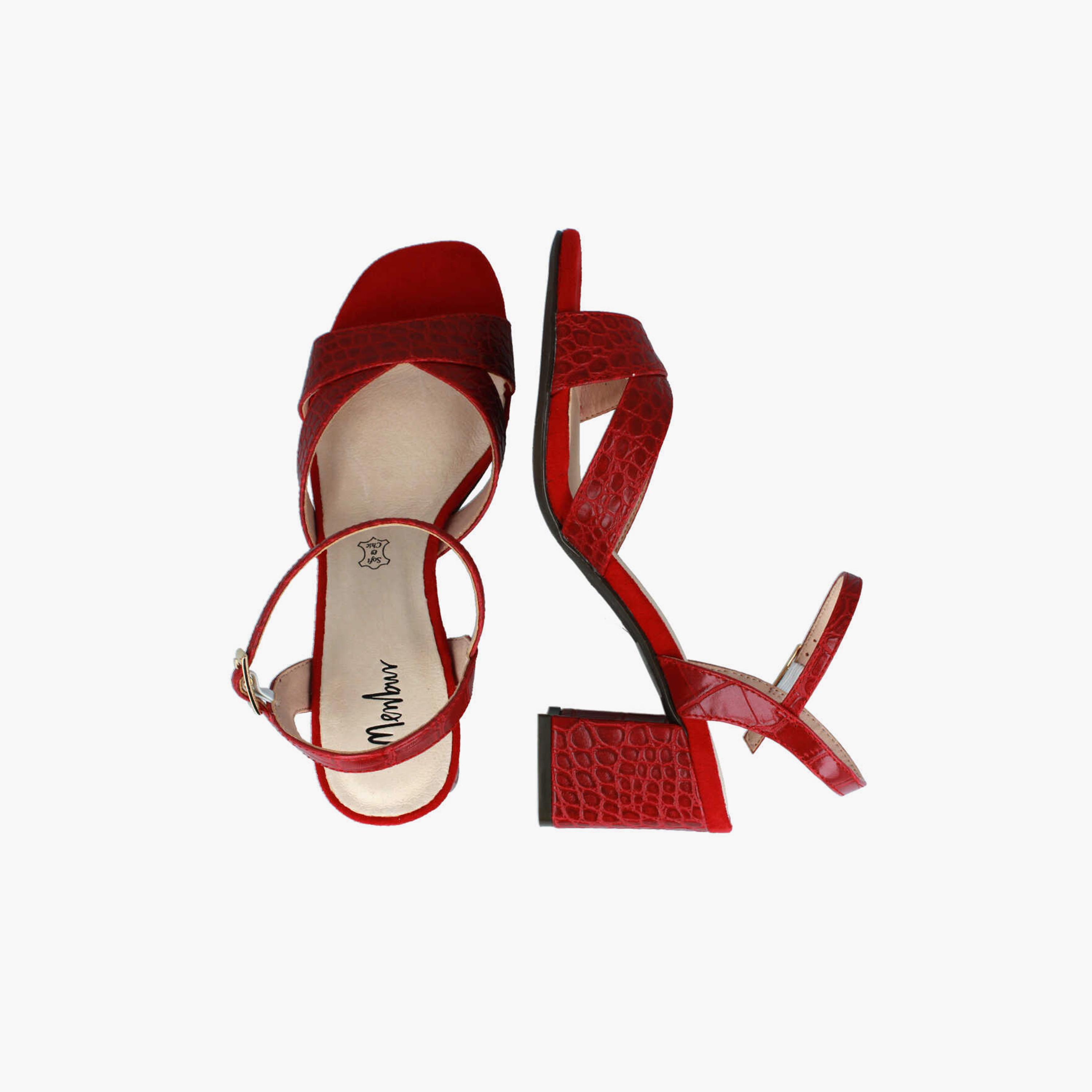 Menbur Women's Reptile Print Block Heels with Strap | 22514-women-shoes-heels-image-3