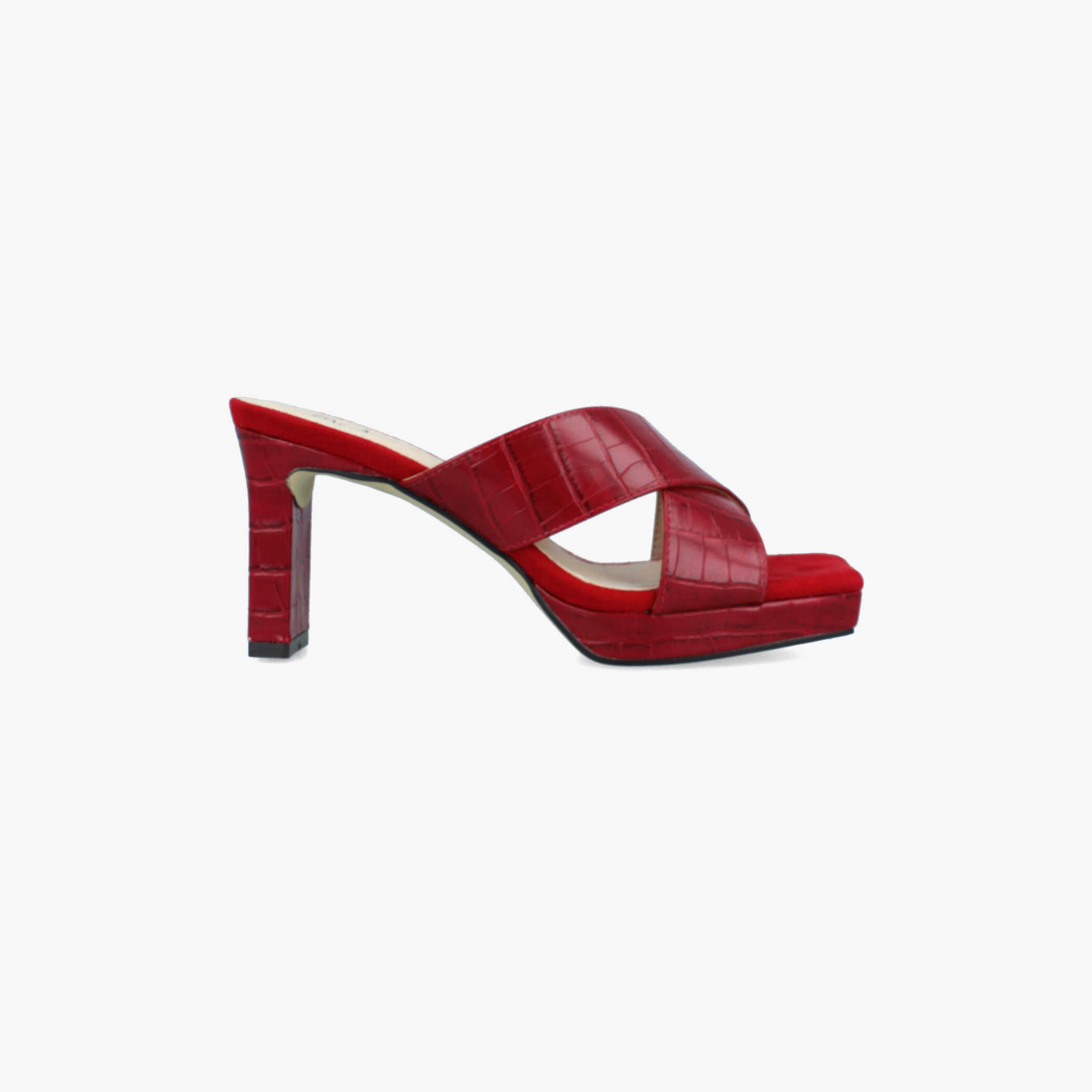 Menbur Women's Reptile Print Mules with Cross Strap | 22515-women-shoes-heels-image-1
