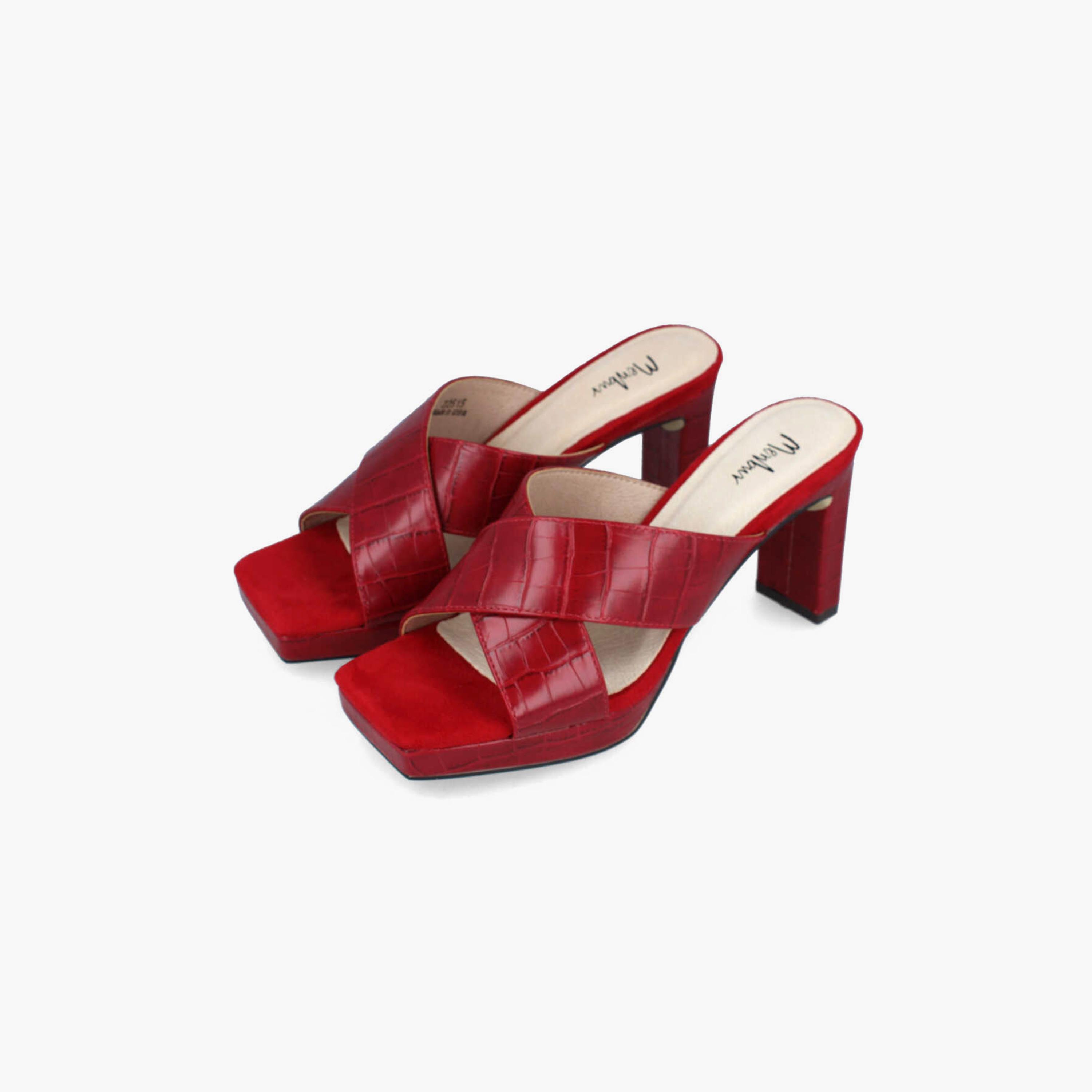 Menbur Women's Reptile Print Mules with Cross Strap | 22515-women-shoes-heels-image-2