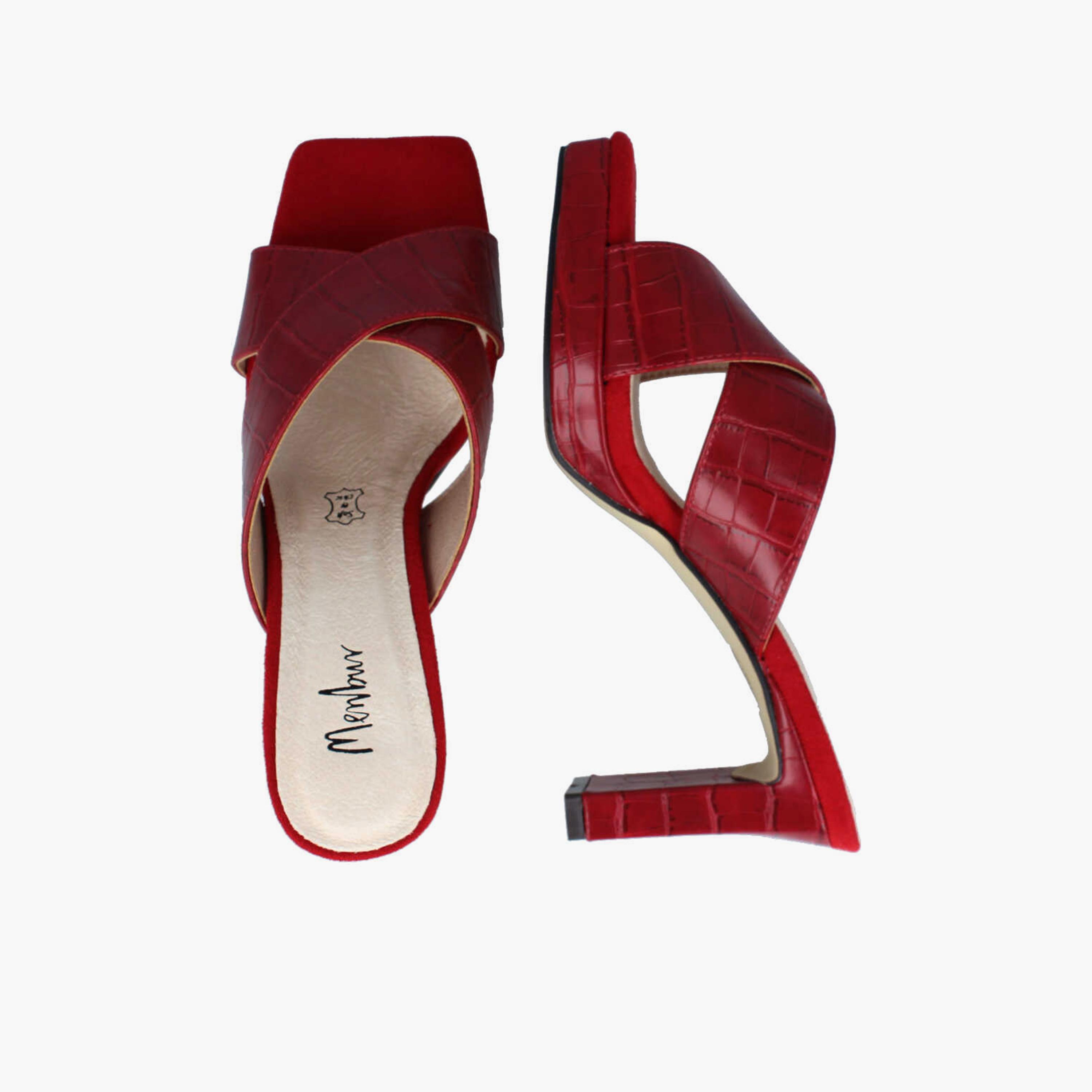 Menbur Women's Reptile Print Mules with Cross Strap | 22515-women-shoes-heels-image-3