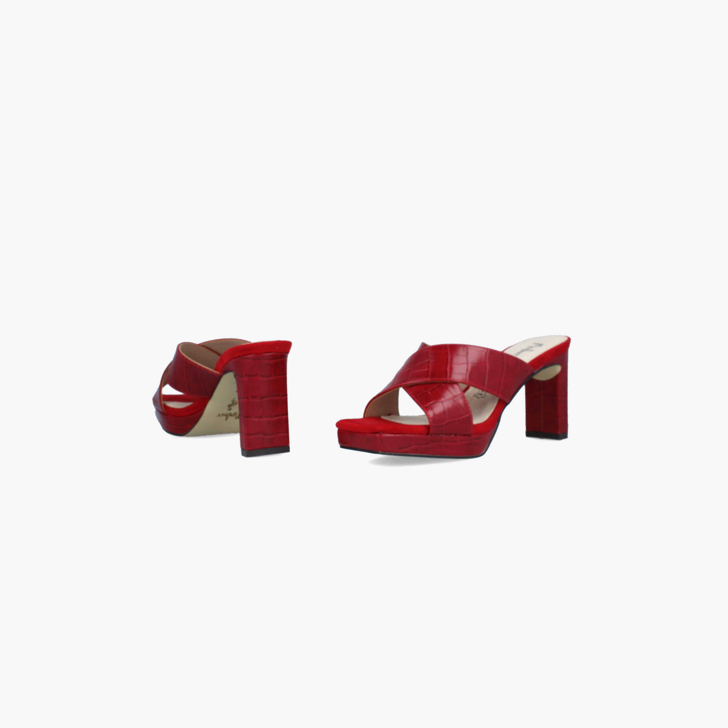 Menbur Women's Reptile Print Mules with Cross Strap | 22515-women-shoes-heels-image-4